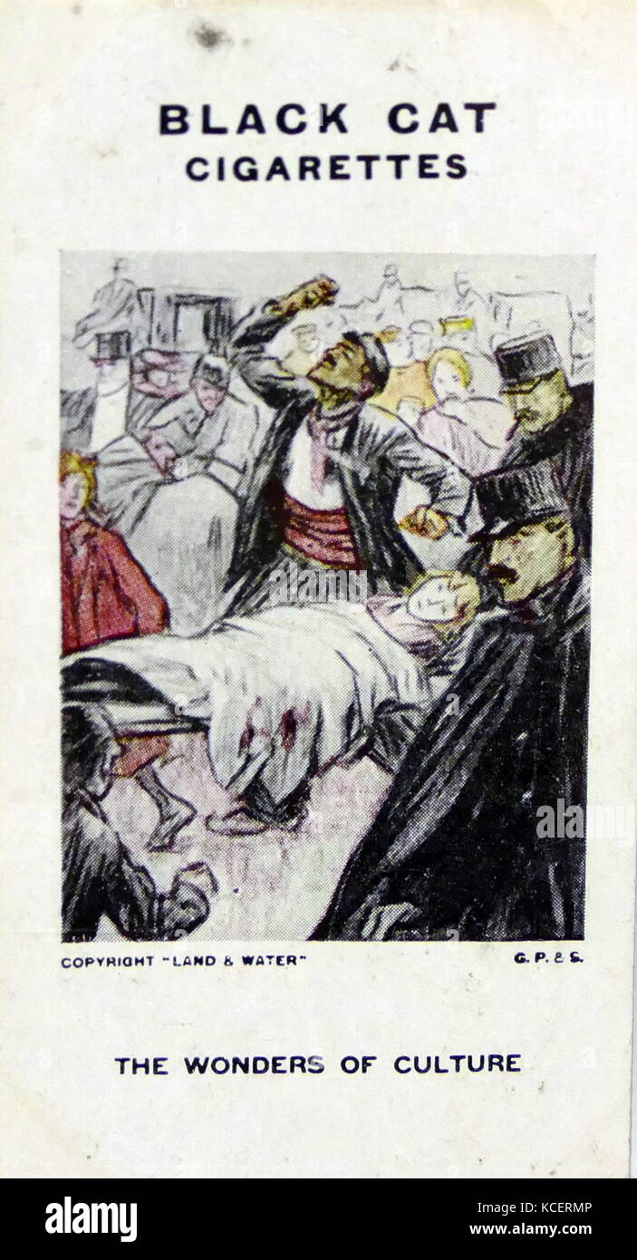 Gatto nero sigarette, la prima guerra mondiale la propaganda che mostra scheda: vittime civili della guerra Foto Stock