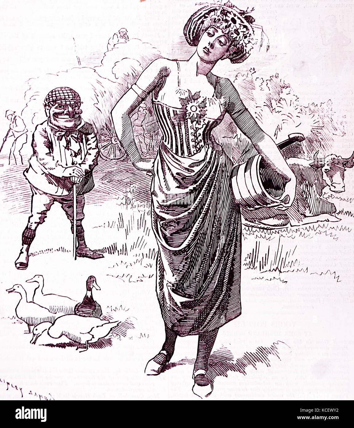 Cartoon raffigurante l' agricoltura britannica. Datata del XIX secolo Foto Stock