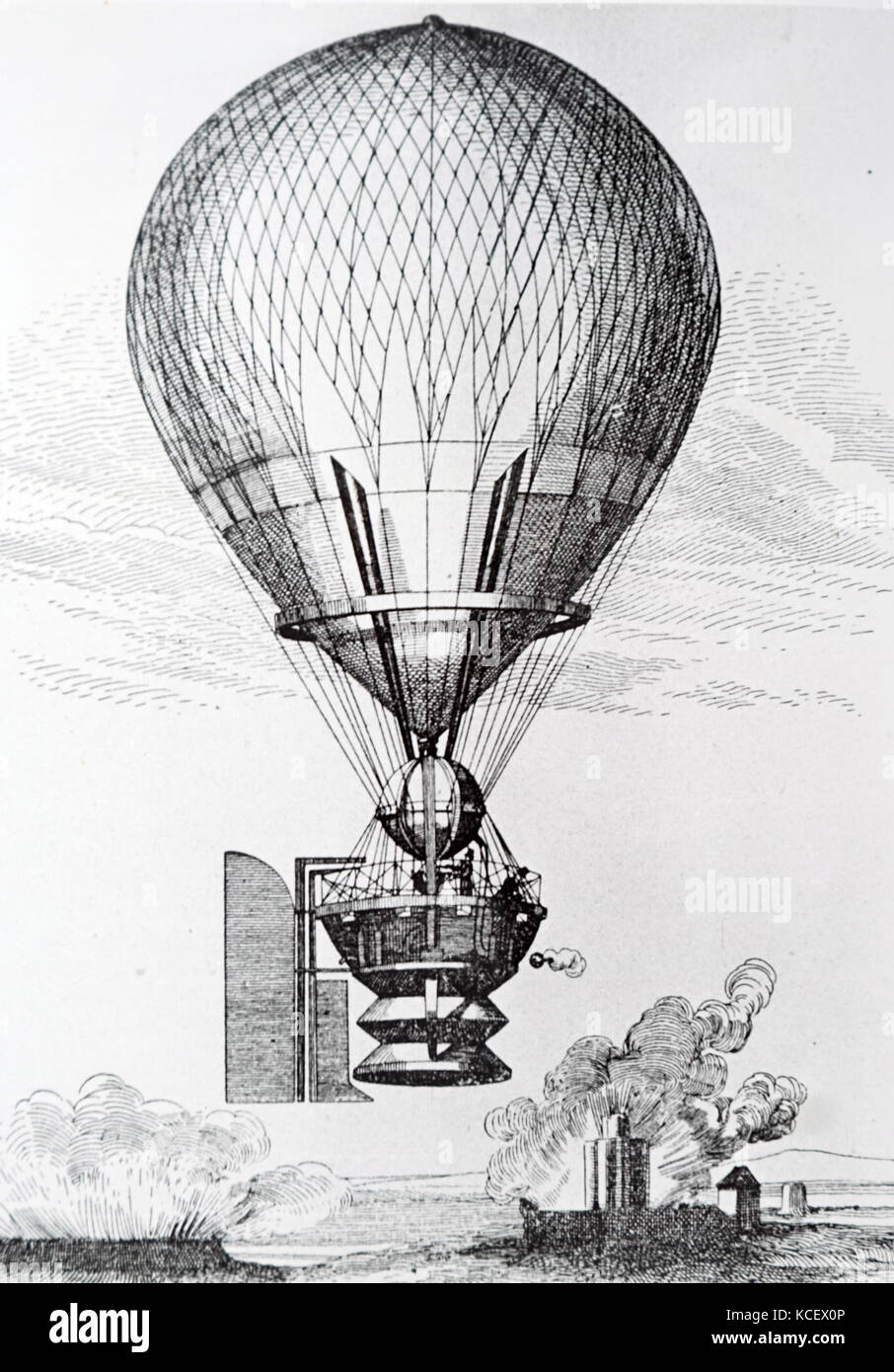 Incisione raffigurante Jean-Pierre Blanchard (1753-1809) inventore francese e il dott. John Jeffries (1745-1819) un medico americano, scienziato e un chirurgo militare. In data xx secolo Foto Stock