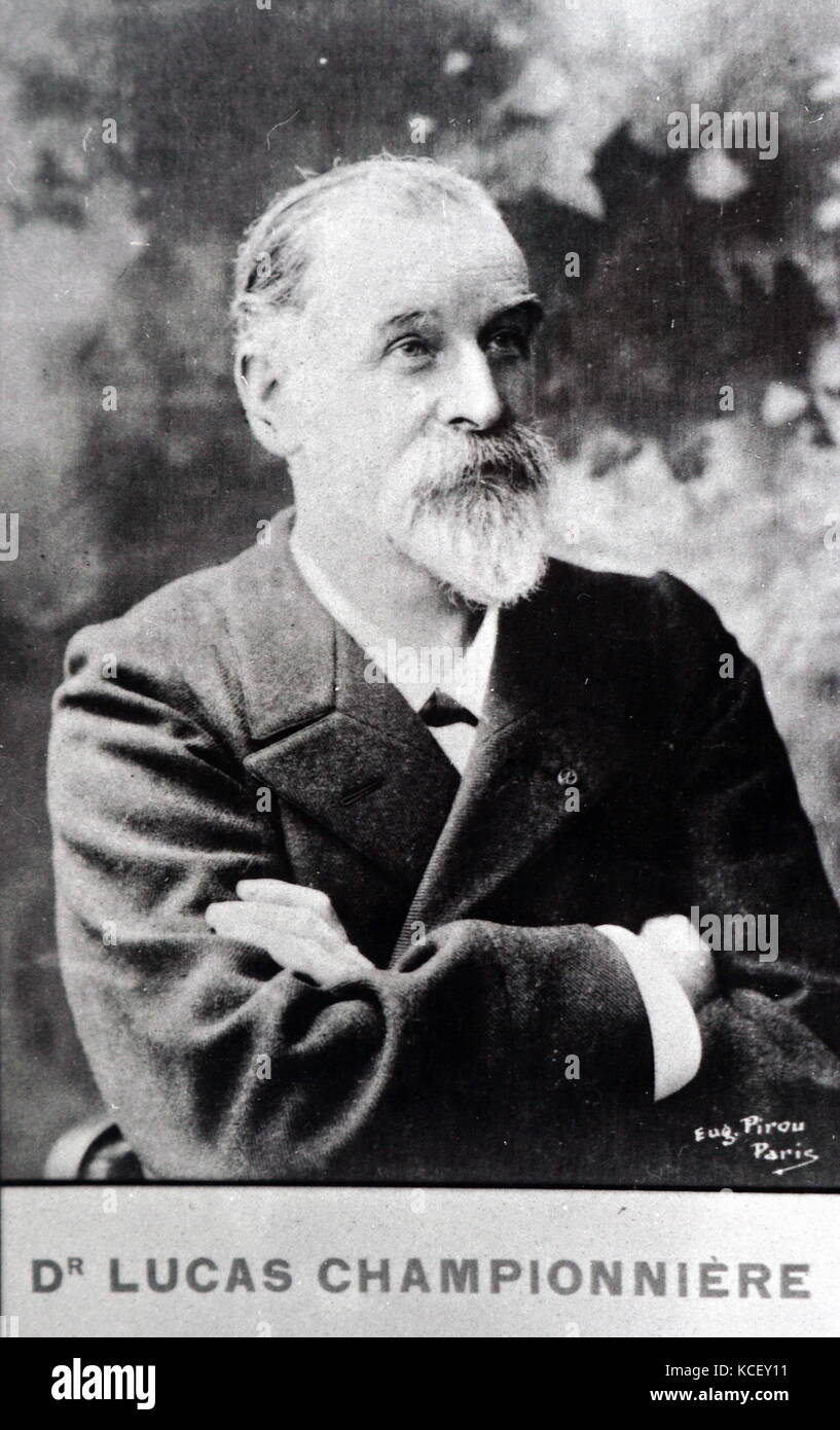 Fotografia di appena Lucas-Championnière (1843-1913) un chirurgo francese. Datata del XIX secolo Foto Stock