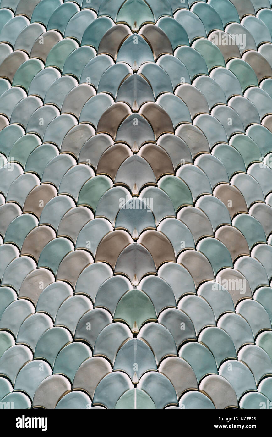 Maglia architettonica particolare con squame di pesce la texture bump Foto Stock