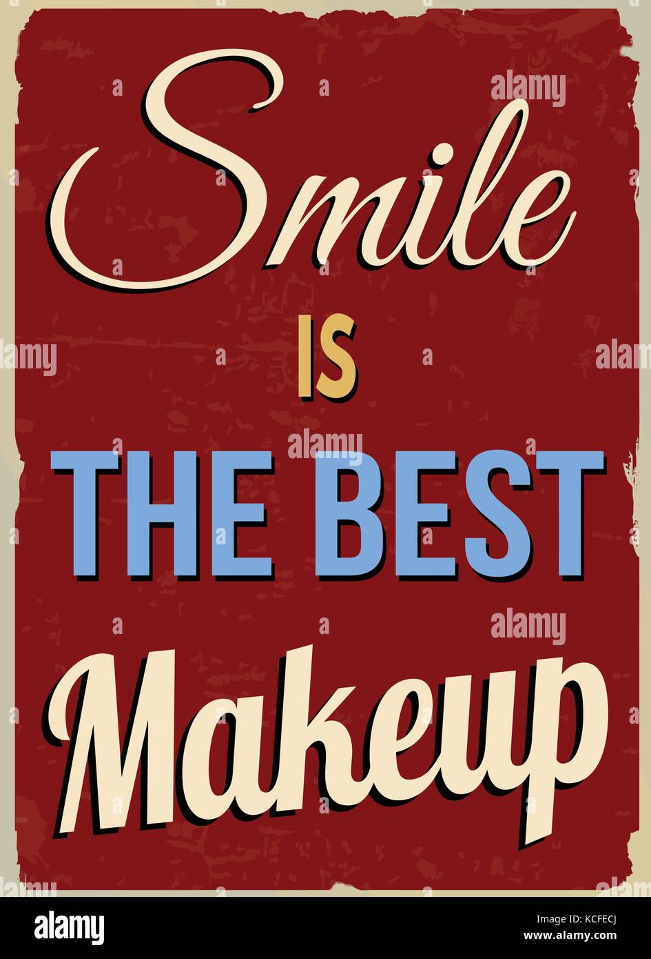 Smile è il miglior trucco vintage poster grunge, illustrazione vettoriale Illustrazione Vettoriale