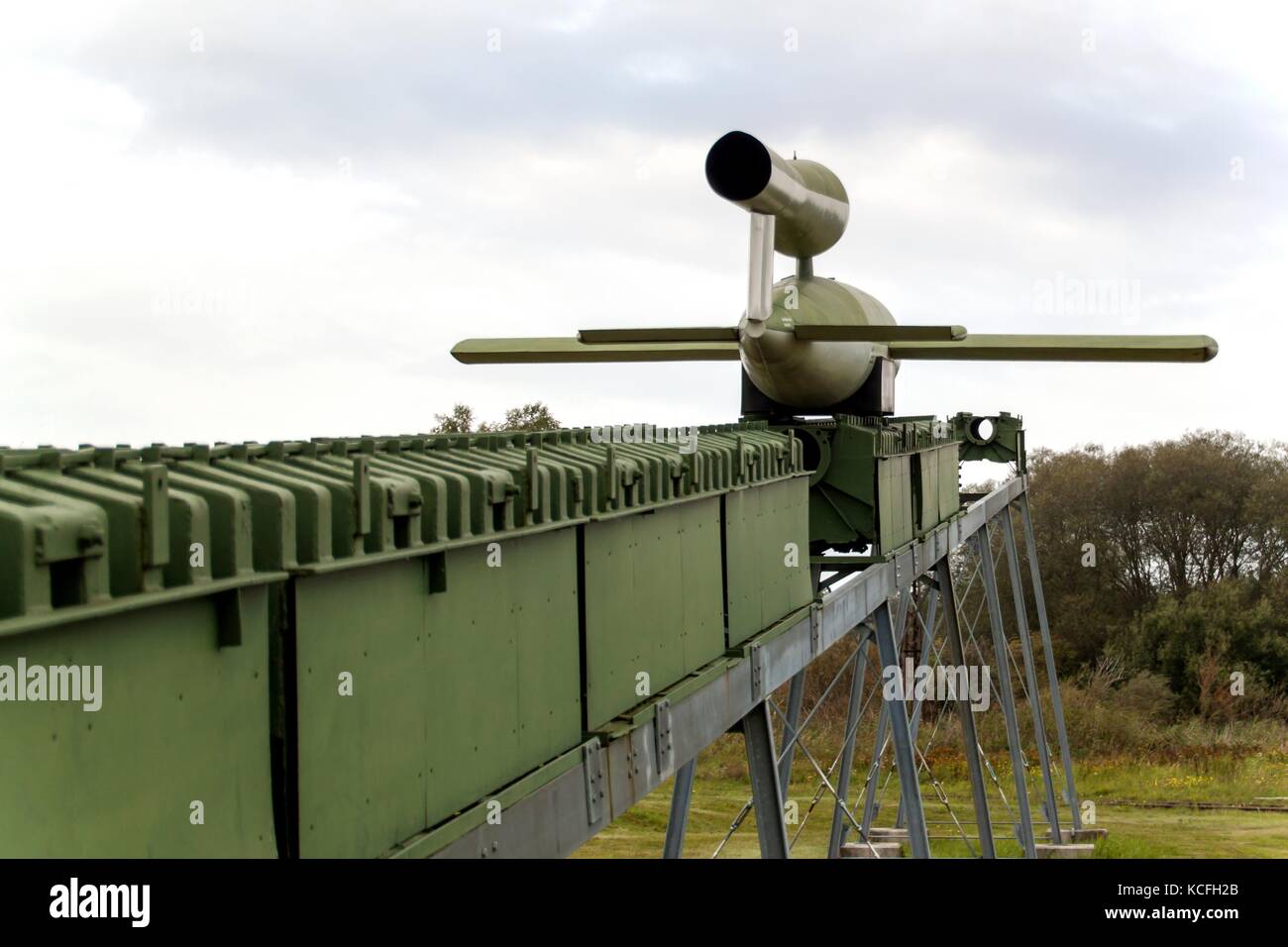 Peenemuende, Germania - 21 settembre 2017: territorio dell'esercito centro di ricerca. ww-ii sviluppato v-1 e V-2 razzi. vista del v-1 missile. battenti Foto Stock