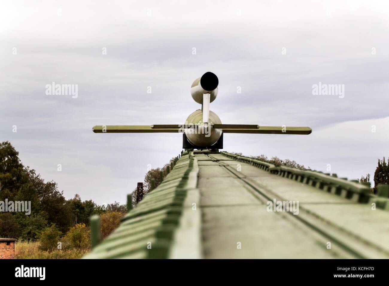 Peenemuende, Germania - 21 settembre 2017: territorio dell'esercito centro di ricerca. ww-ii sviluppato v-1 e V-2 razzi. vista del v-1 missile. battenti Foto Stock