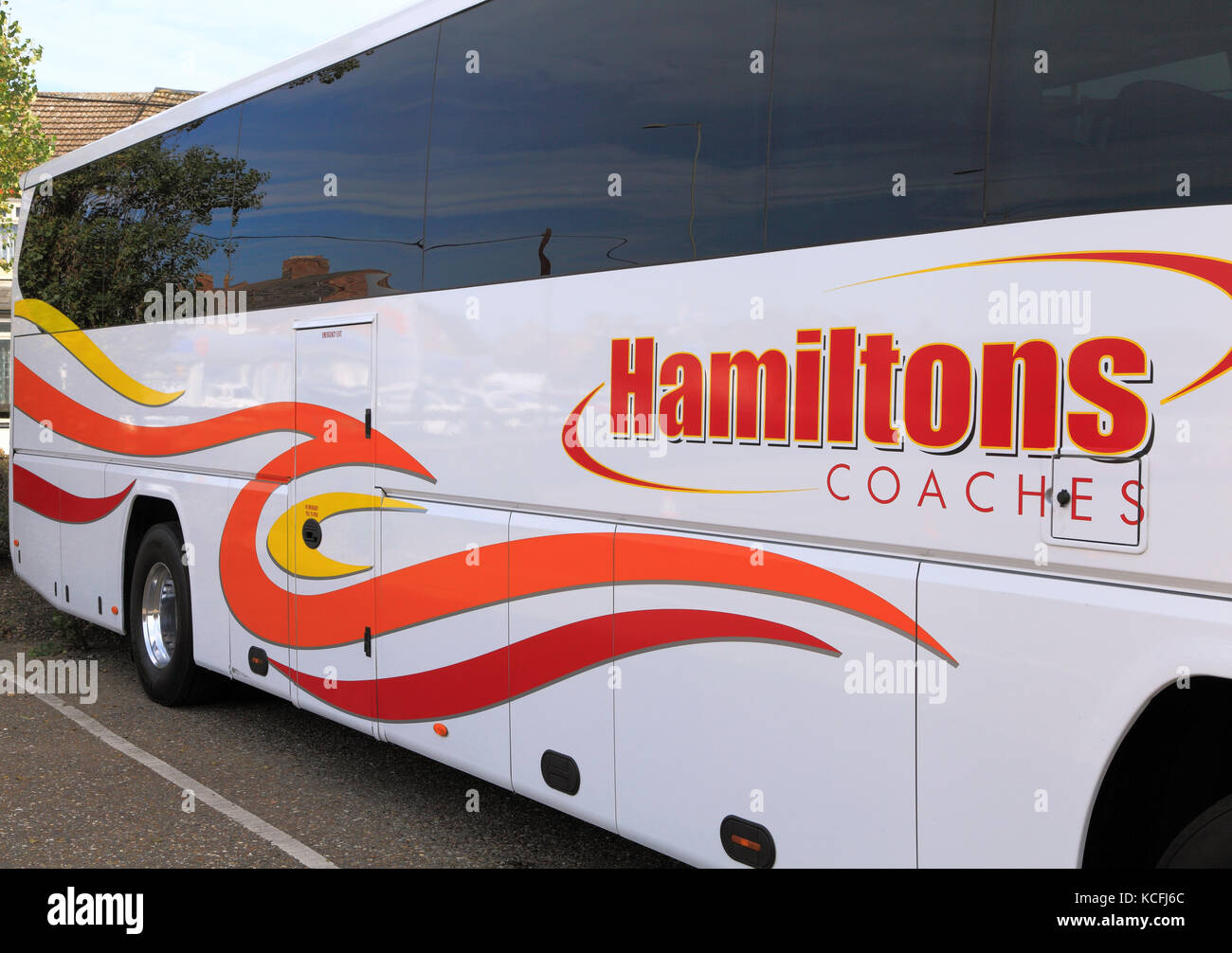 Hamilton il pullman, autobus, gite di un giorno, viaggio, escursioni escursione, vacanza, vacanze, viaggi società, imprese, trasporti, bus, England, Regno Unito Foto Stock