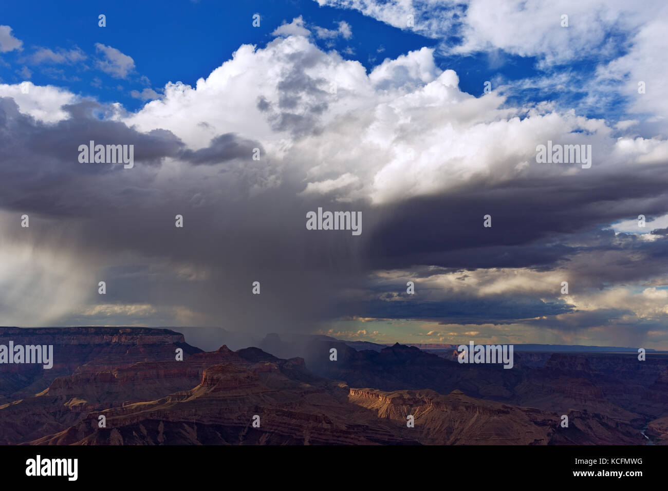 Tempesta estiva di pioggia sul Grand Canyon nel Parco Nazionale del Grand Canyon, Arizona Foto Stock