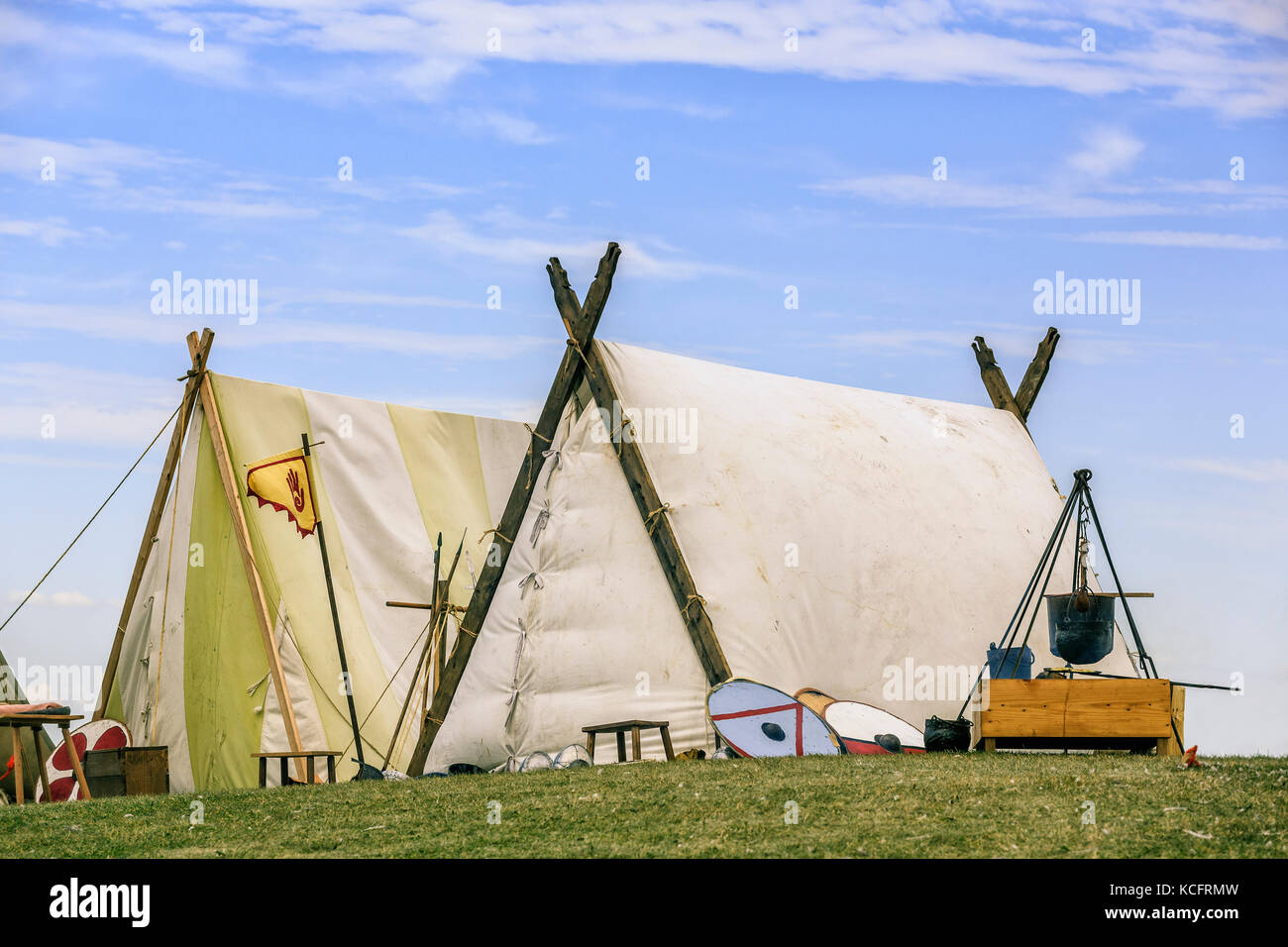 Viking Village presso il Festival islandese di Manitoba, Gimli, Manitoba, Canada. Foto Stock