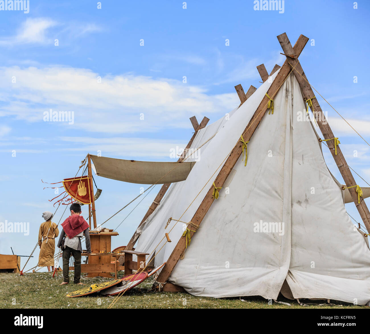 Viking Village presso il Festival islandese di Manitoba, Gimli, Manitoba, Canada Foto Stock