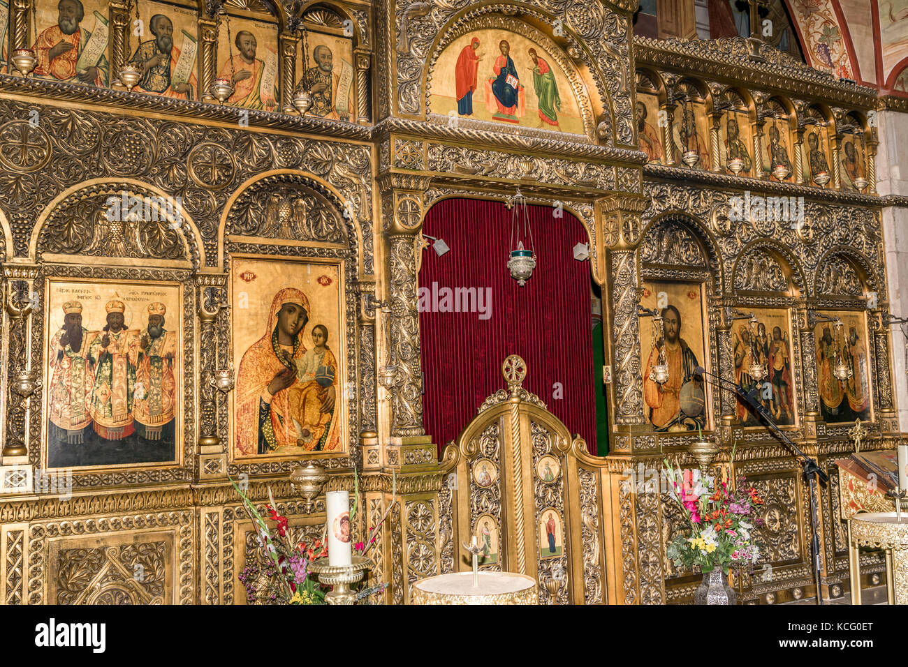 L'iconostasi della cattedrale melchita Foto Stock