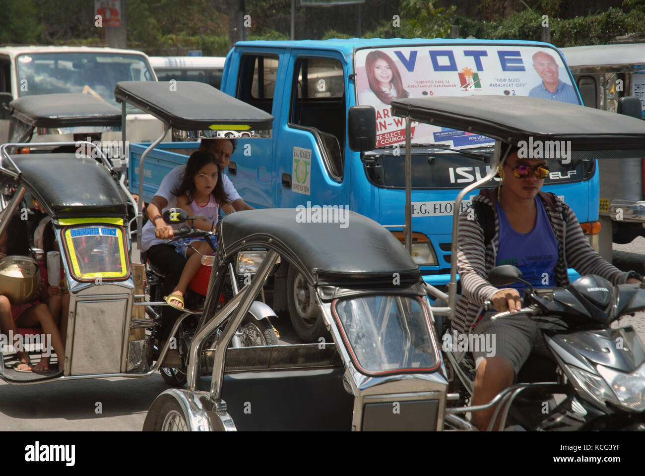 Moto Taxi, Angeles, Filippine. Foto Stock