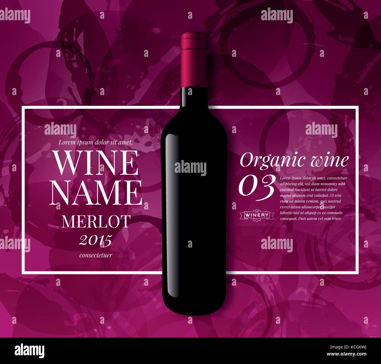 Idea progettuale per la presentazione delle bottiglie di vino. Illustrazione Vettoriale