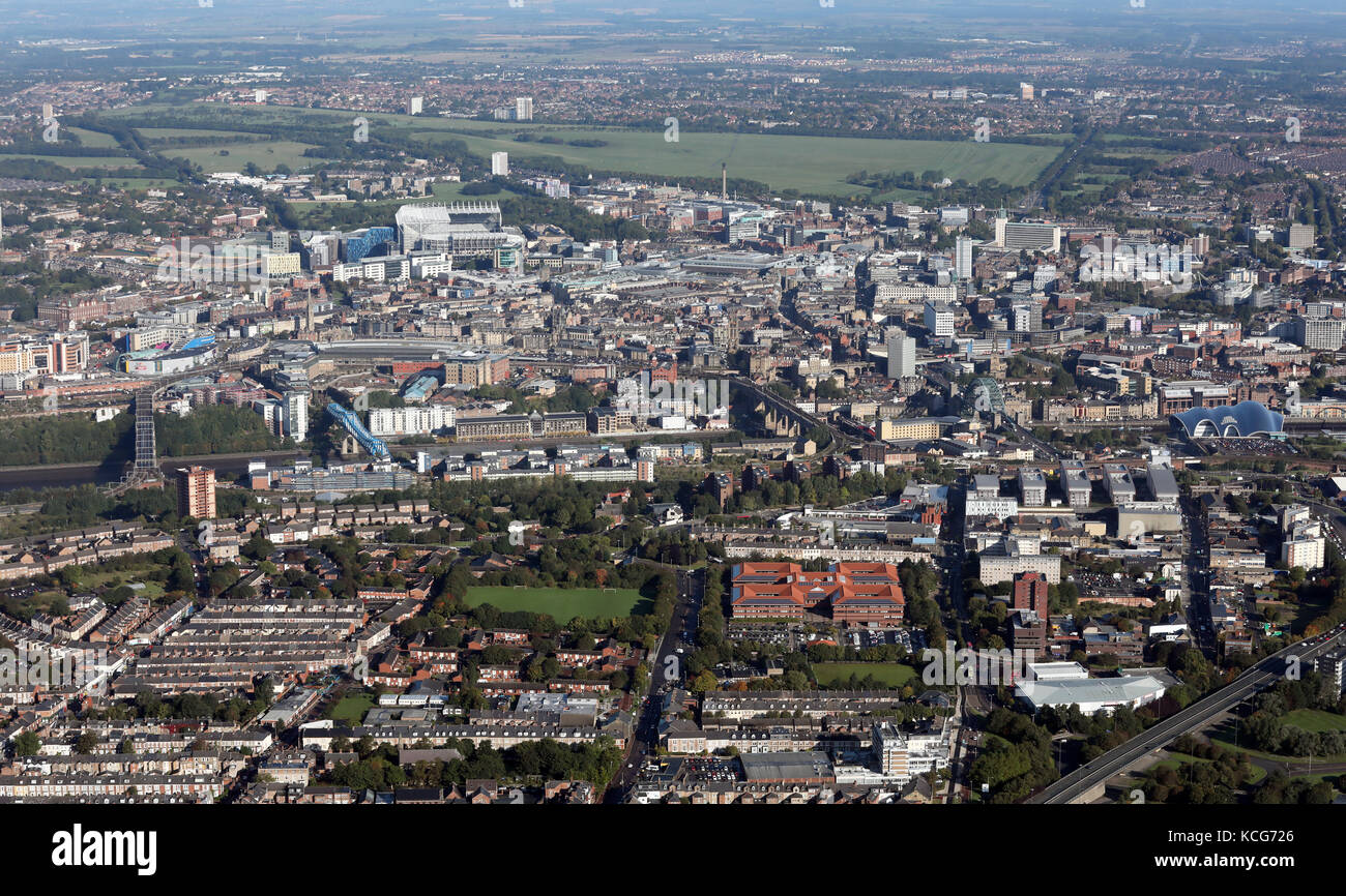 Vista aerea di Gateshead & Newcastle upon Tyne, Regno Unito Foto Stock
