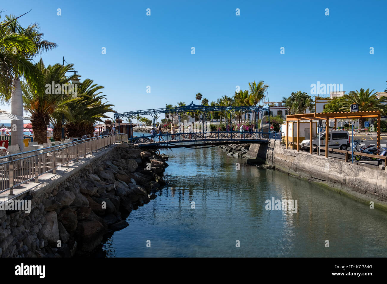 Bella Puerto de Mogan sull'isola di Gran Canaria, Spagna Foto Stock