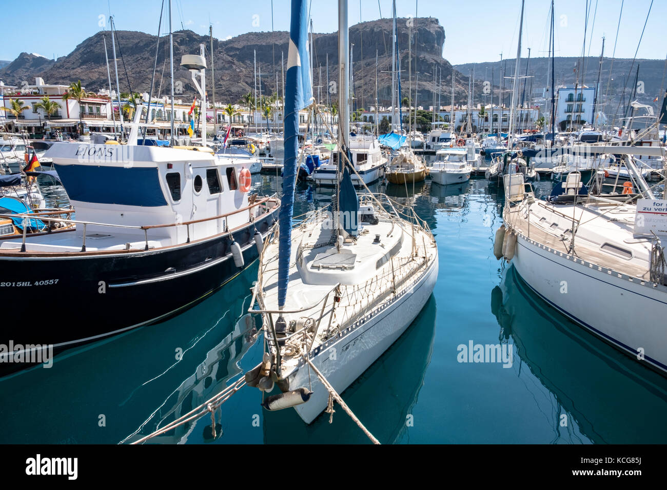 Bella Puerto de Mogan sull'isola di Gran Canaria, Spagna Foto Stock