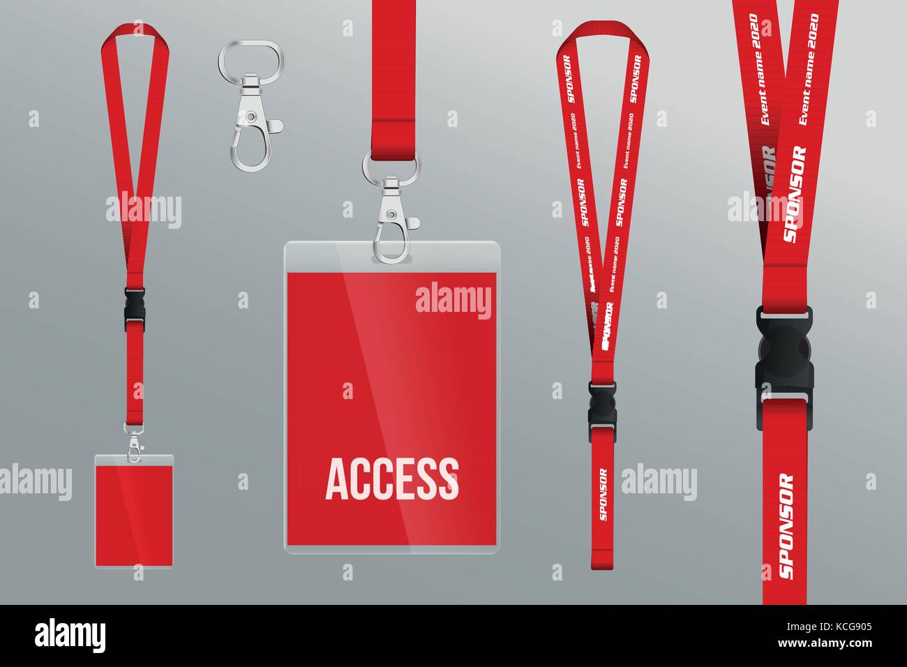 Set di cordino e badge. Esempio di progetto di vip pass. Modello di illustrazione vettoriale. Illustrazione Vettoriale Set di cordino e badge. Esempio di progetto di vip pass. Modello di illustrazione vettoriale. Illustrazione Vettoriale