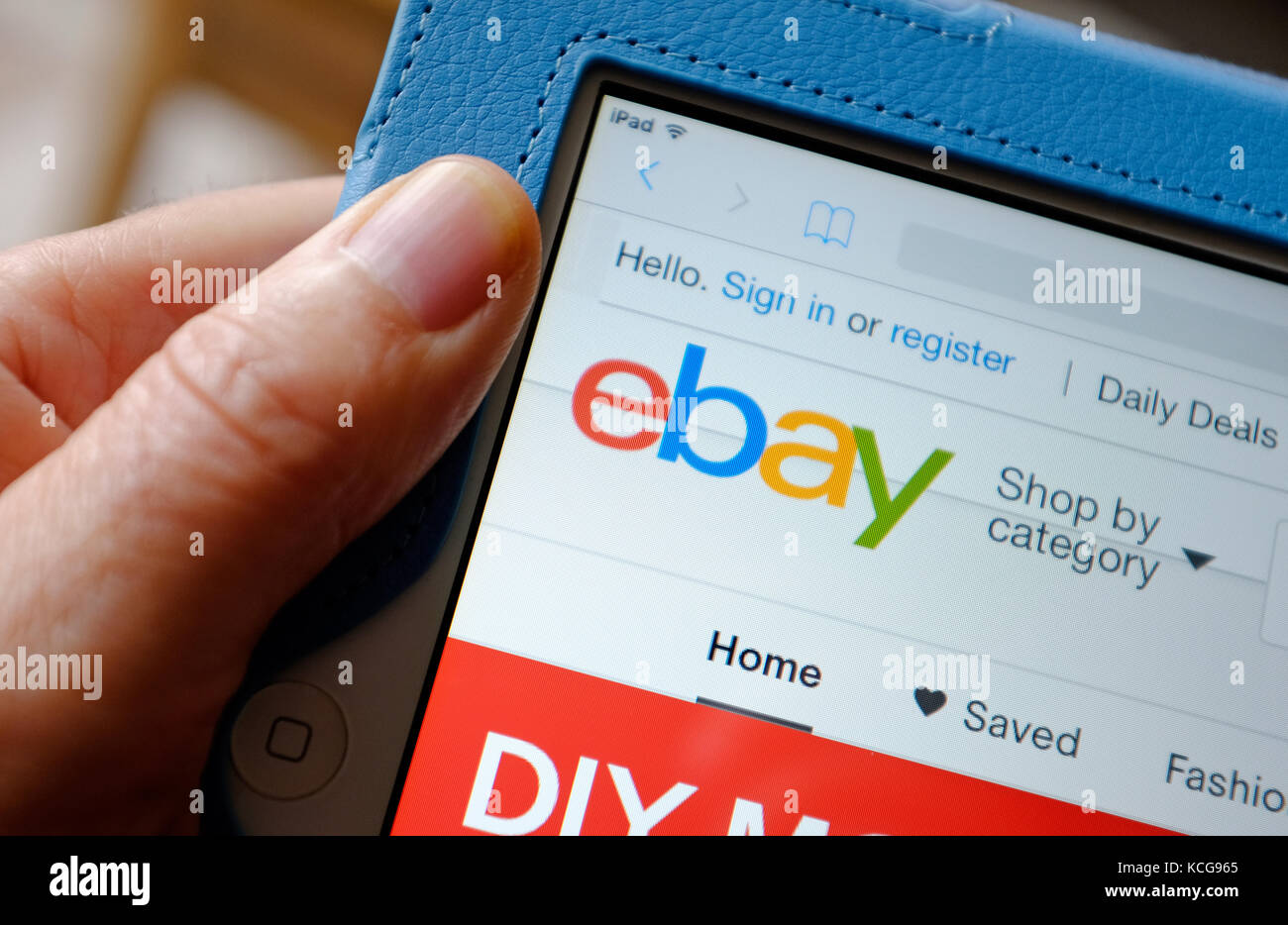 Il logo ebay su tablet ipad sullo schermo del computer Foto Stock
