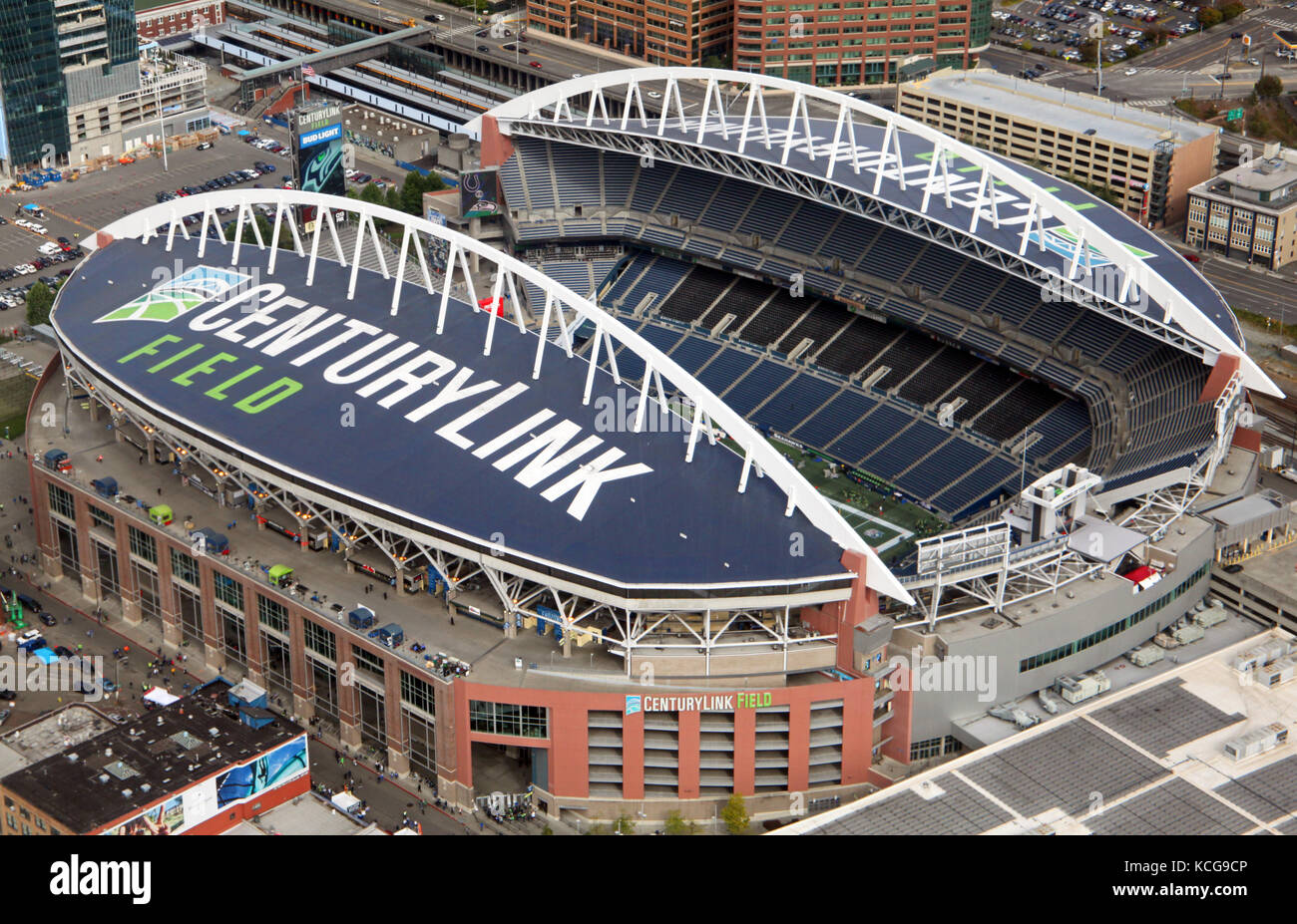 Vista aerea di Seattle Seahawks CenturyLink Field, nello Stato di Washington, USA Foto Stock