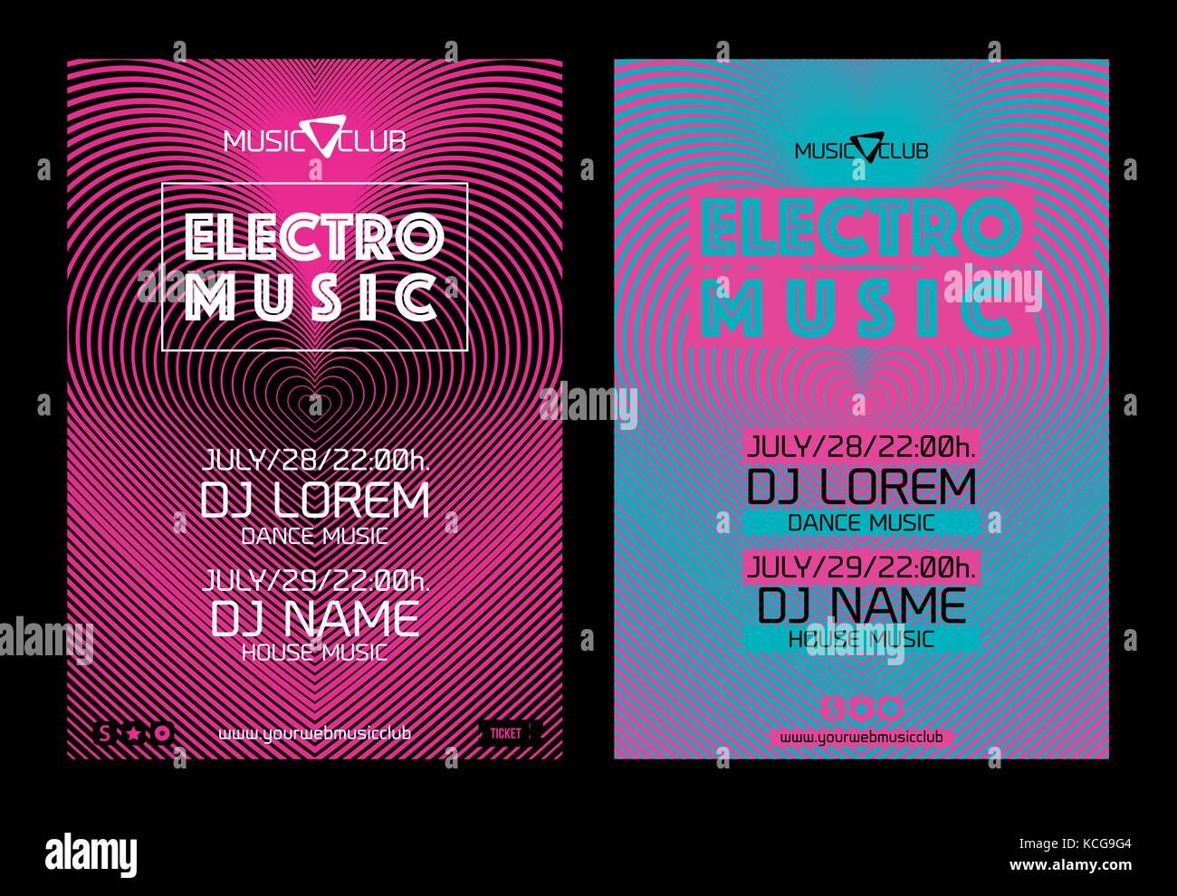 Modello per la progettazione di un poster o di musica elettronica di banner. Vettore Illustrazione Vettoriale