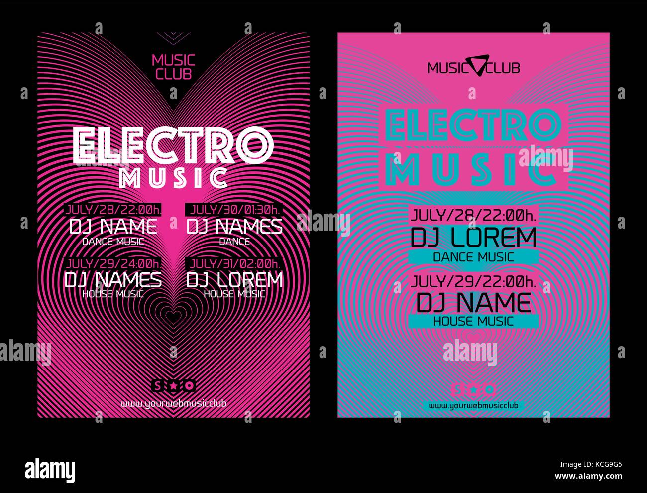 Modello per la progettazione di un poster o di musica elettronica di banner. Vettore Illustrazione Vettoriale