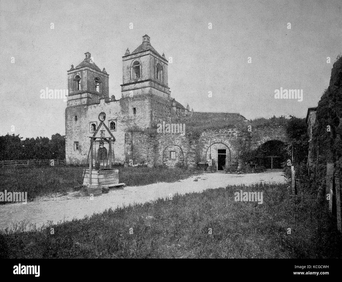 Stati Uniti d'America, antica casa di missione in San Antonio nello stato del Texas, digitale migliorata la riproduzione di una foto storiche dal (stimato) Anno 1899 Foto Stock