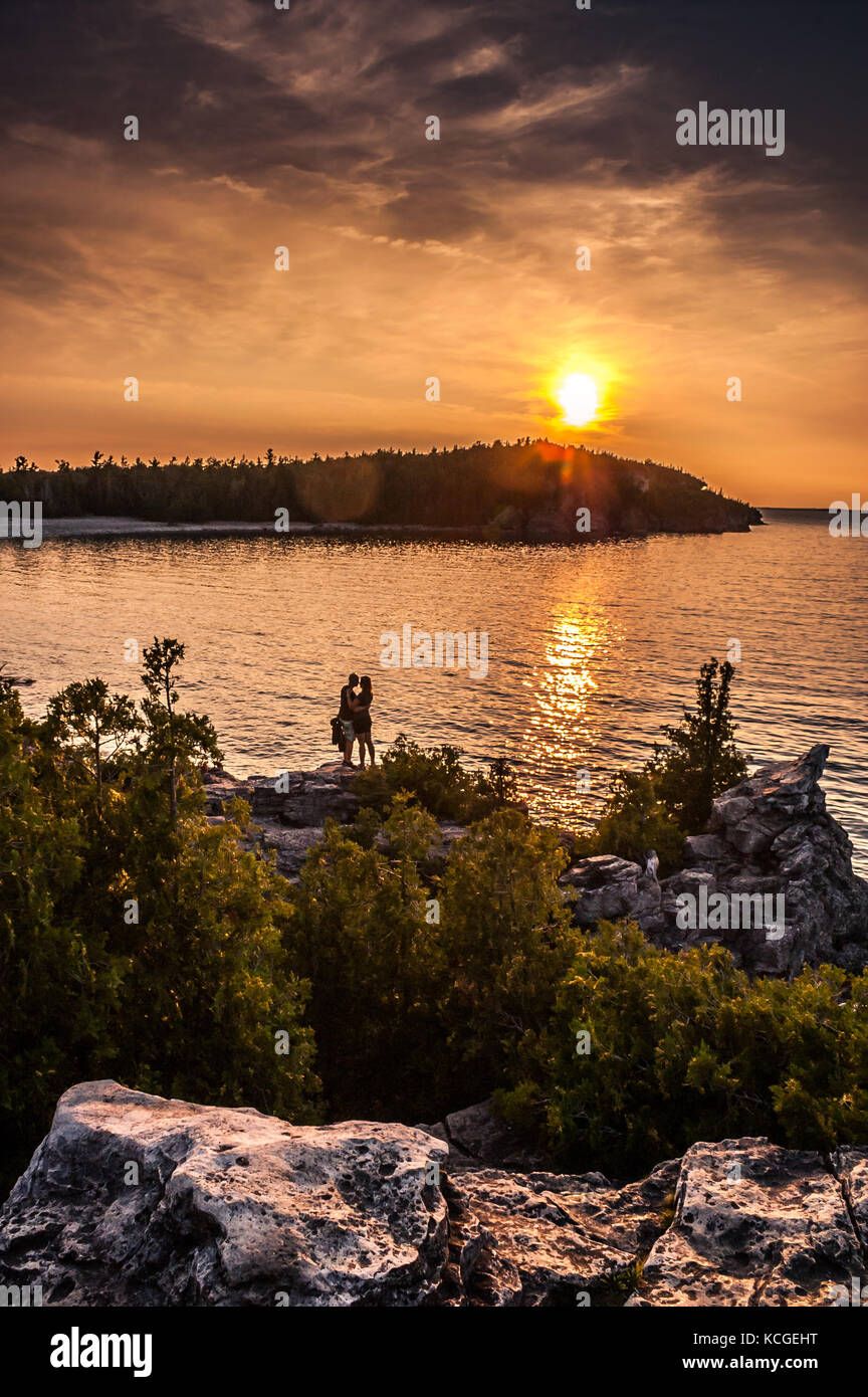 Amanti del tramonto, bruce peninsula national park, Canada Foto Stock