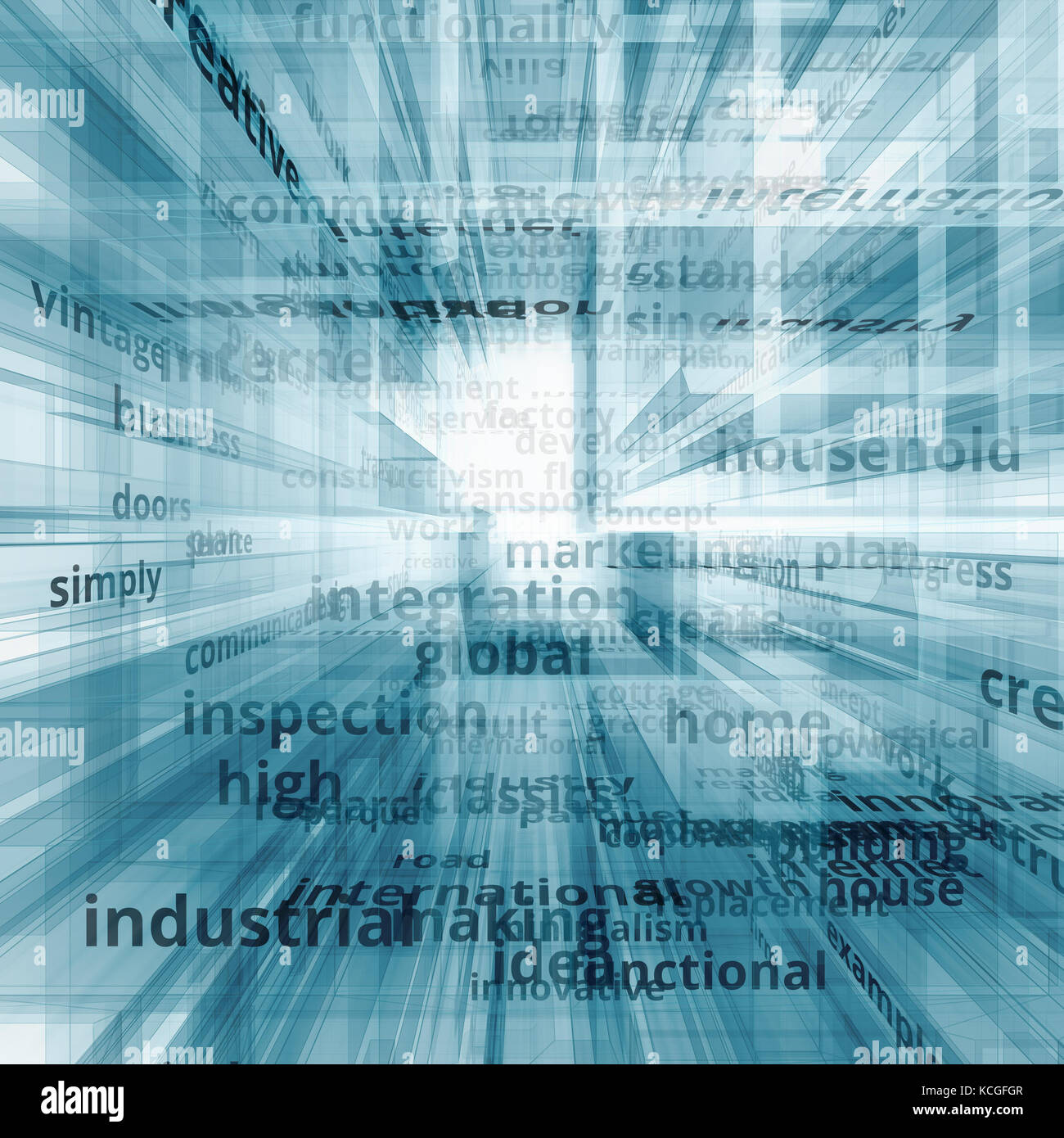 Testo multimediale concetto rendering 3D Foto Stock