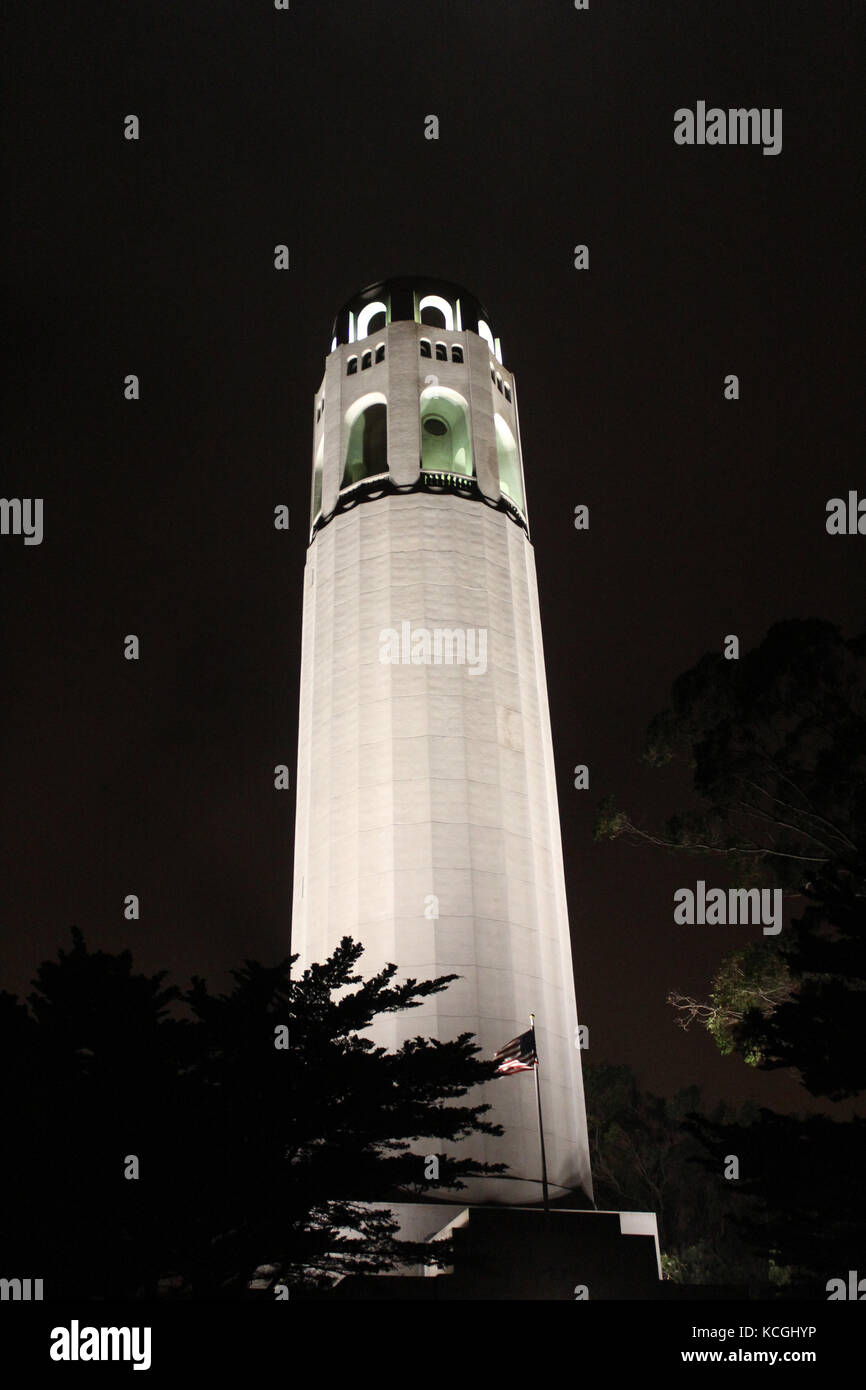 Torre Coit la sera di san francisco Foto Stock