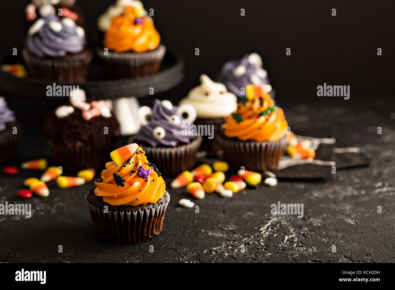 Festosa tortini di Halloween e tratta Foto Stock