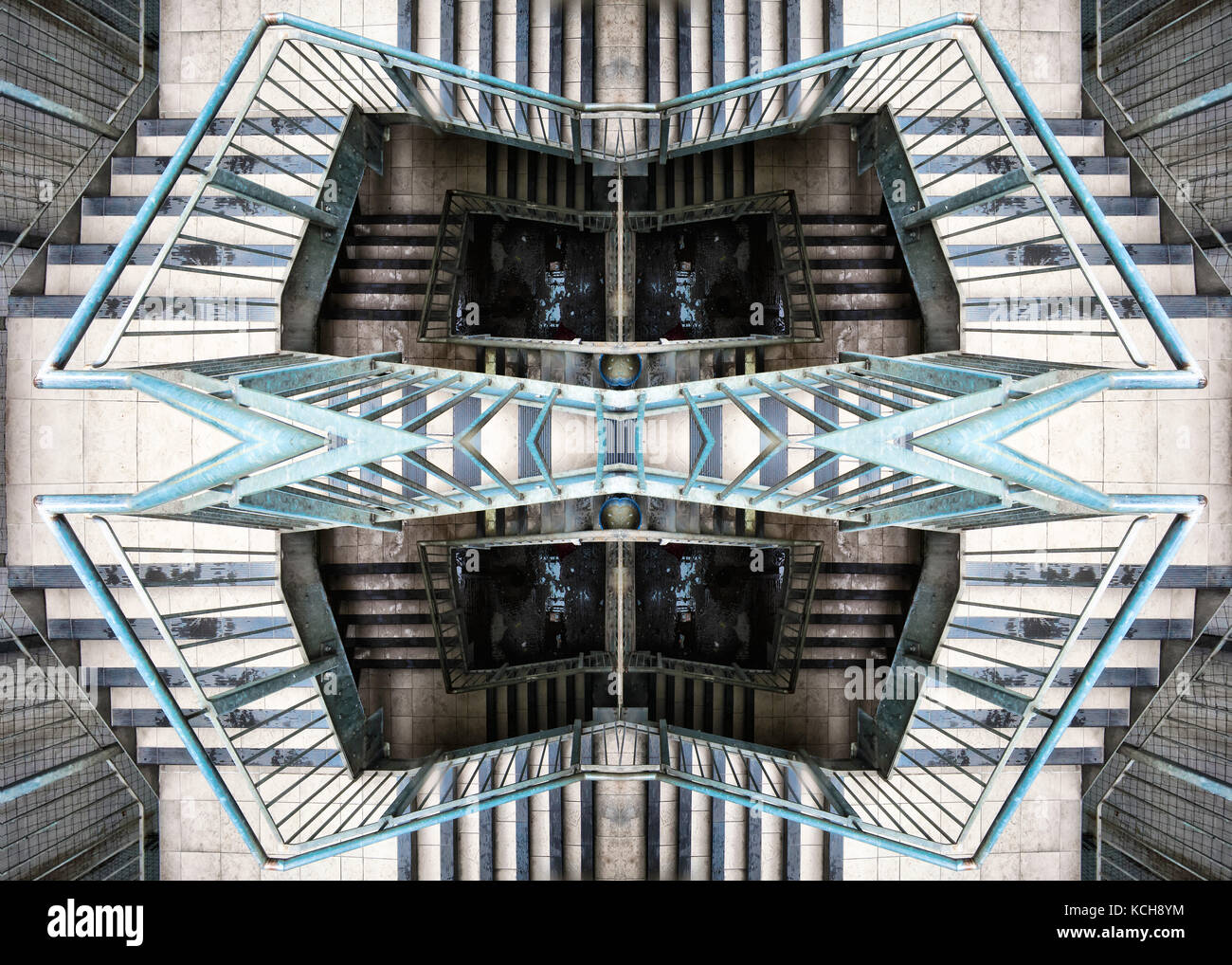 Un escher-come la visualizzazione di open-air caged scalone di wembly Foto Stock
