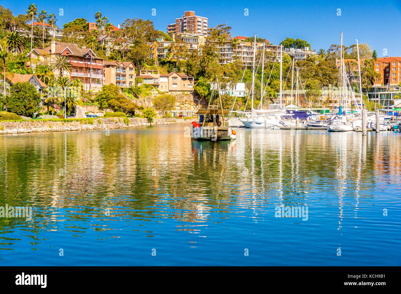 Barche e yacht in Mosman Bay a Sydney Harbour, NSW, Australia Foto Stock