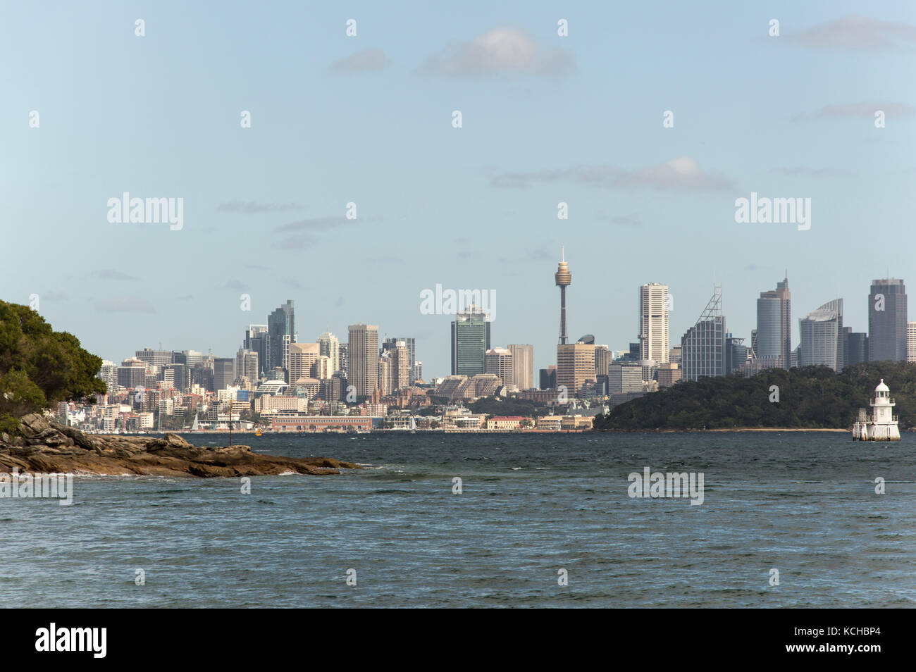Sydney il panorama del centro da Watson Bay Australia Foto Stock