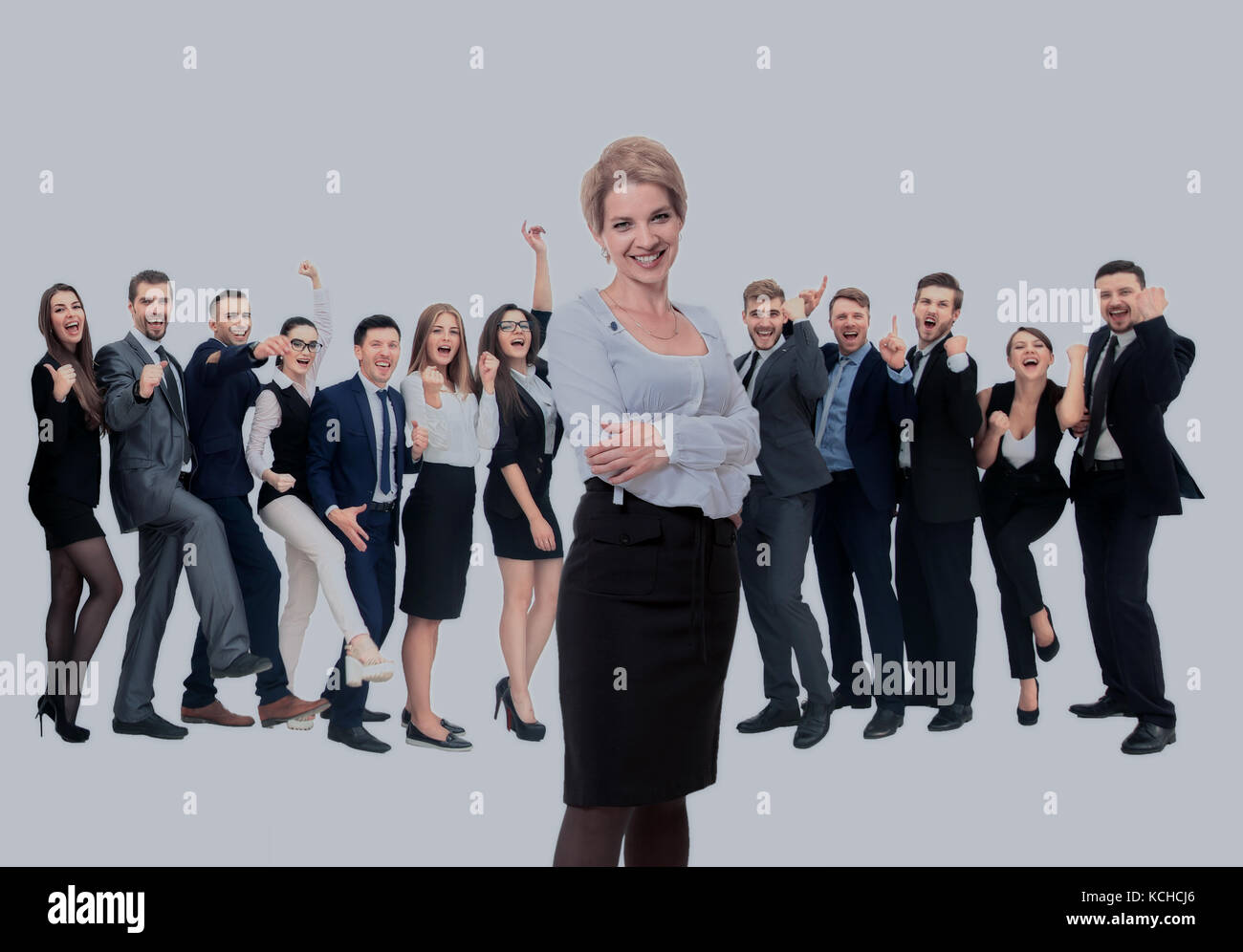 Happy business di successo team isolati su sfondo bianco Foto Stock