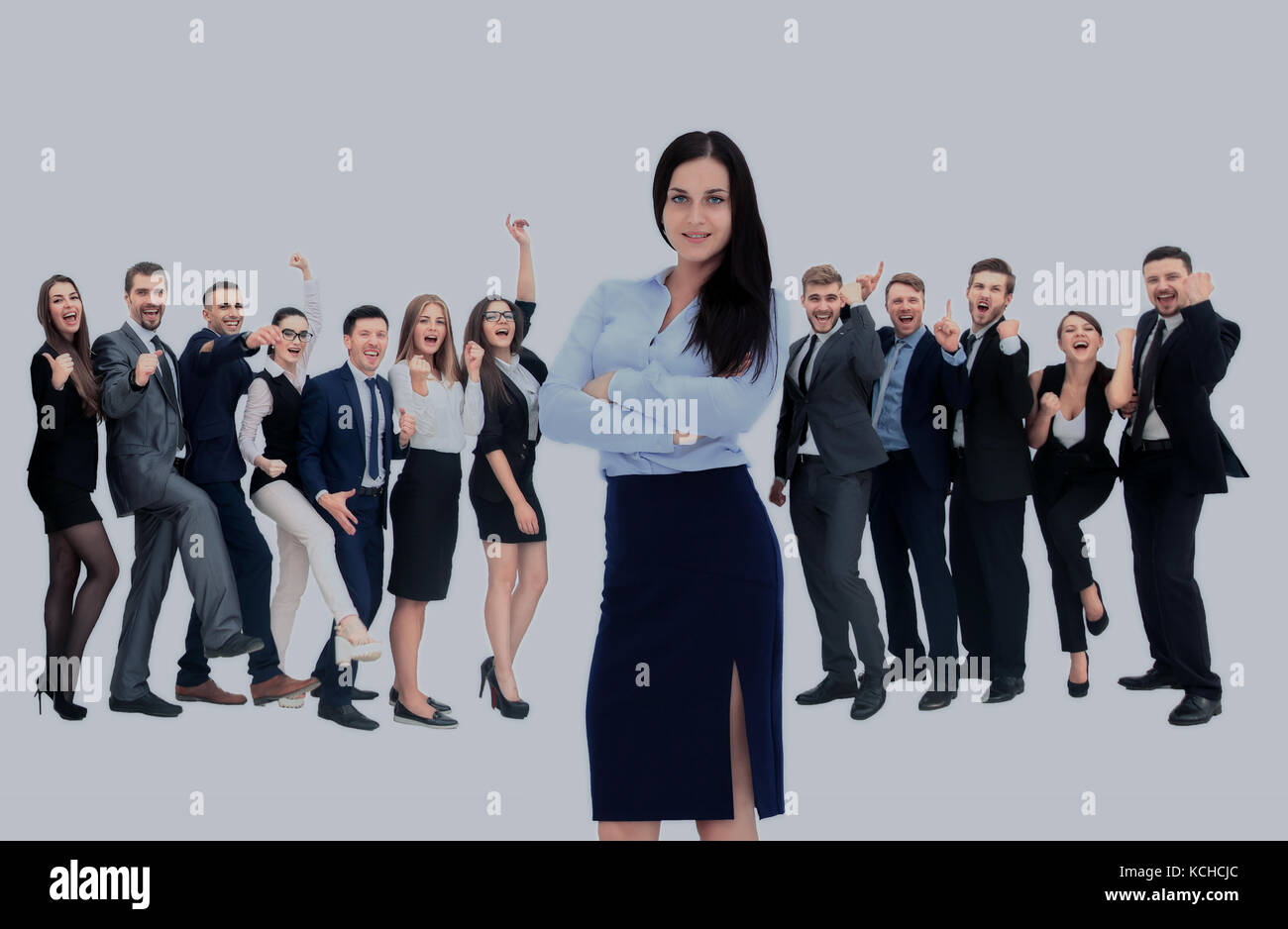 Happy business di successo team isolati su sfondo bianco Foto Stock