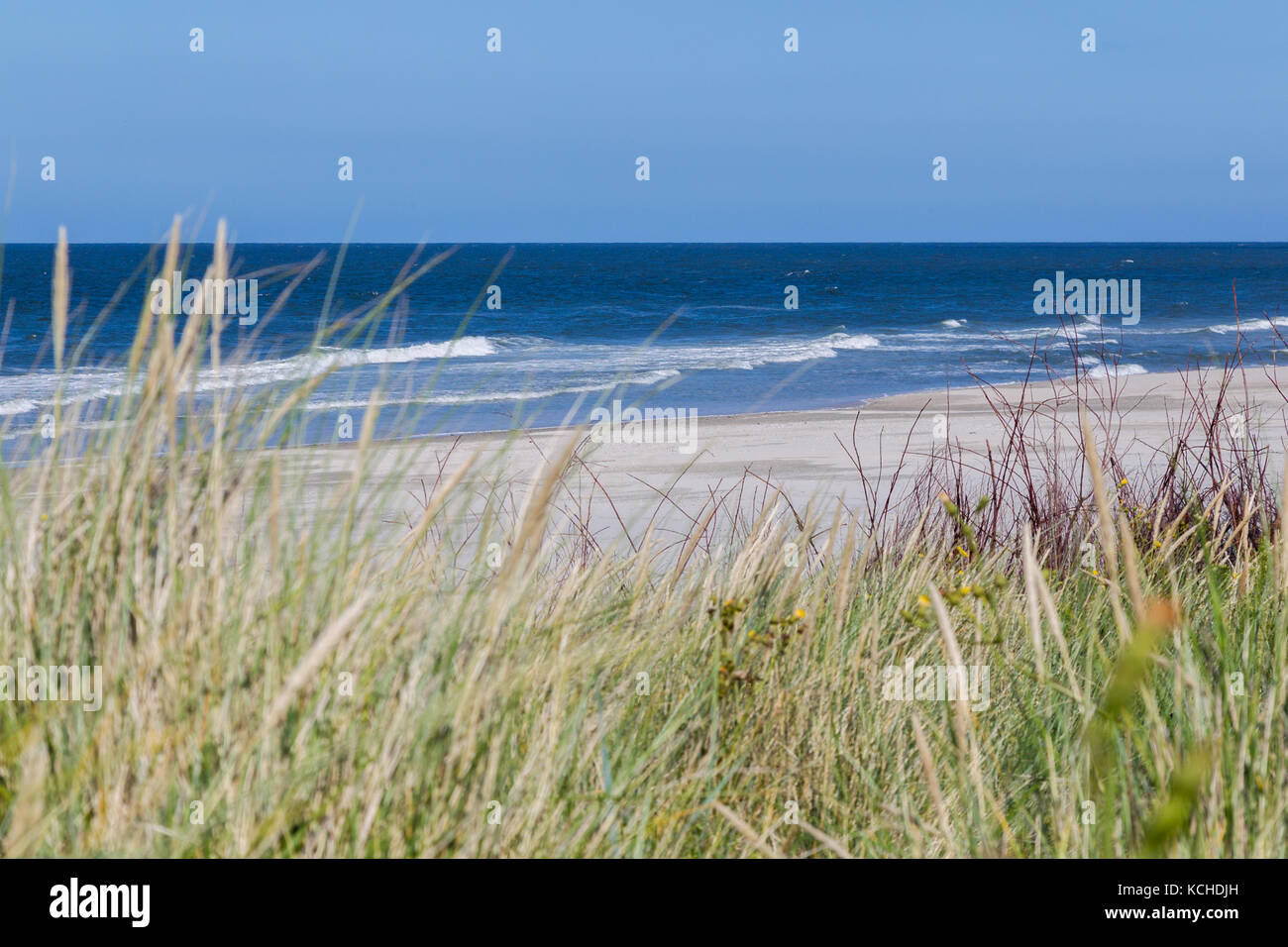 Spiaggia presso il west end del mare del nord Isola juist in Frisia orientale, Germania, Europa. Foto Stock