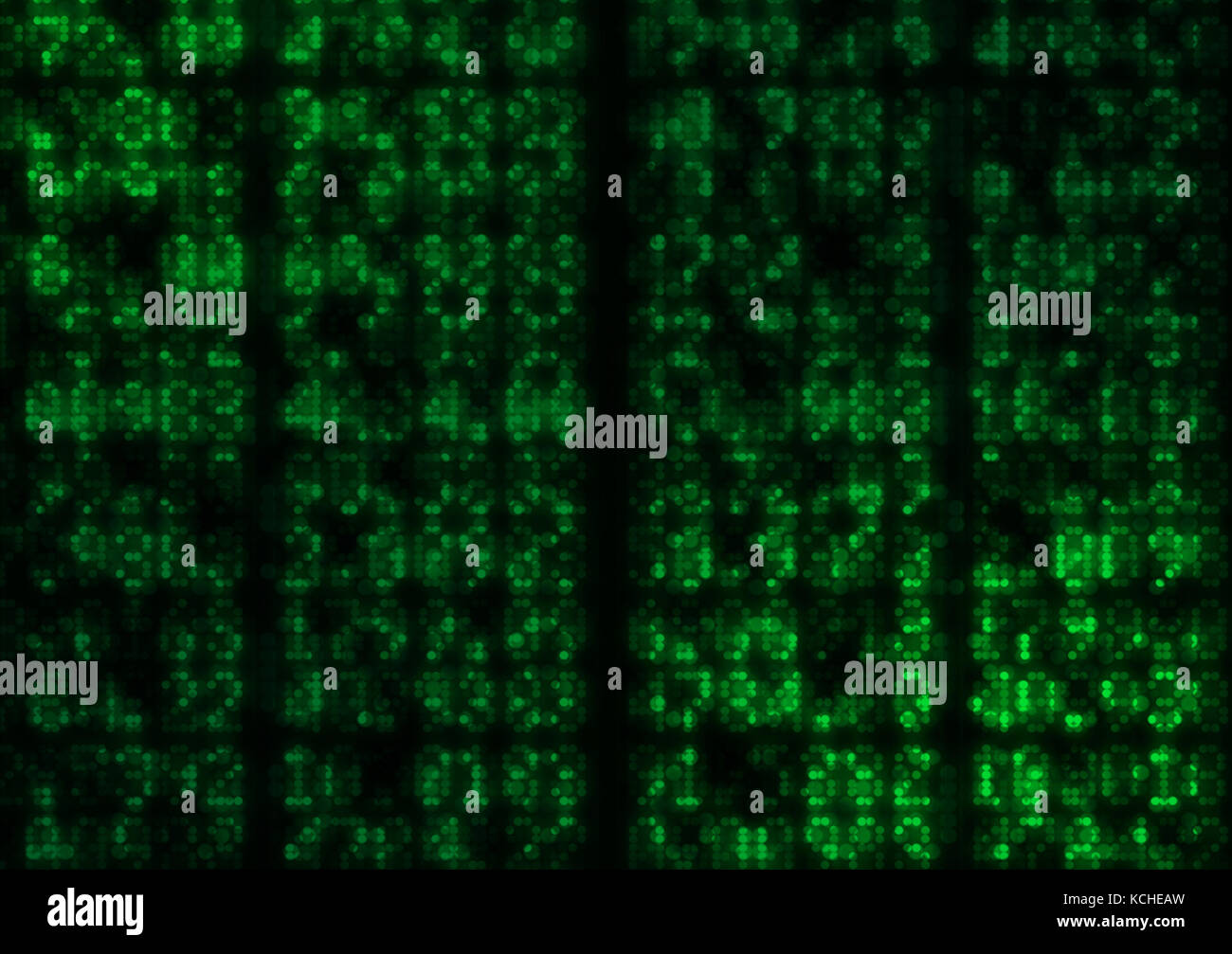 Una sezione piana di verde del codice digitale e numerici Foto Stock