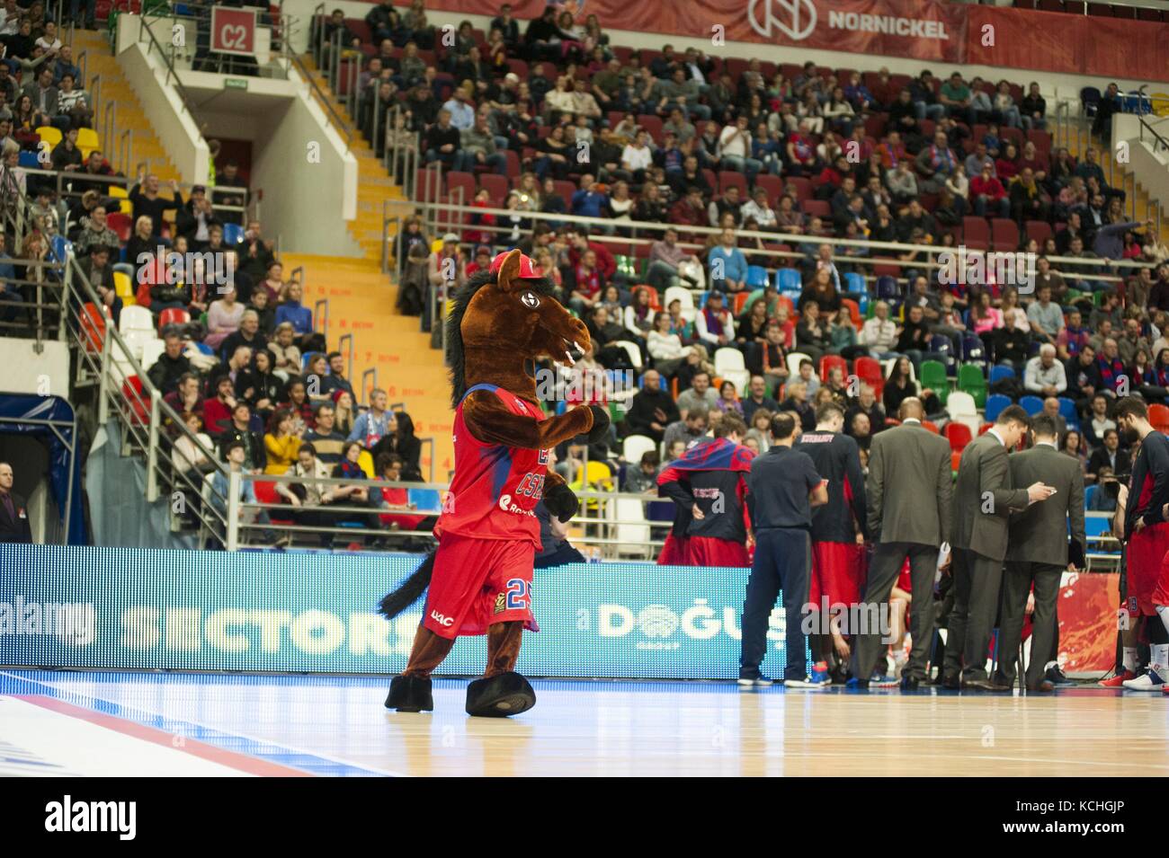 Masskot scka ballare durante il time-out nel match scka mosca-EA7-Milano, basket eurolegue, 13.01.2017, megasport arena di Mosca, Russia Foto Stock