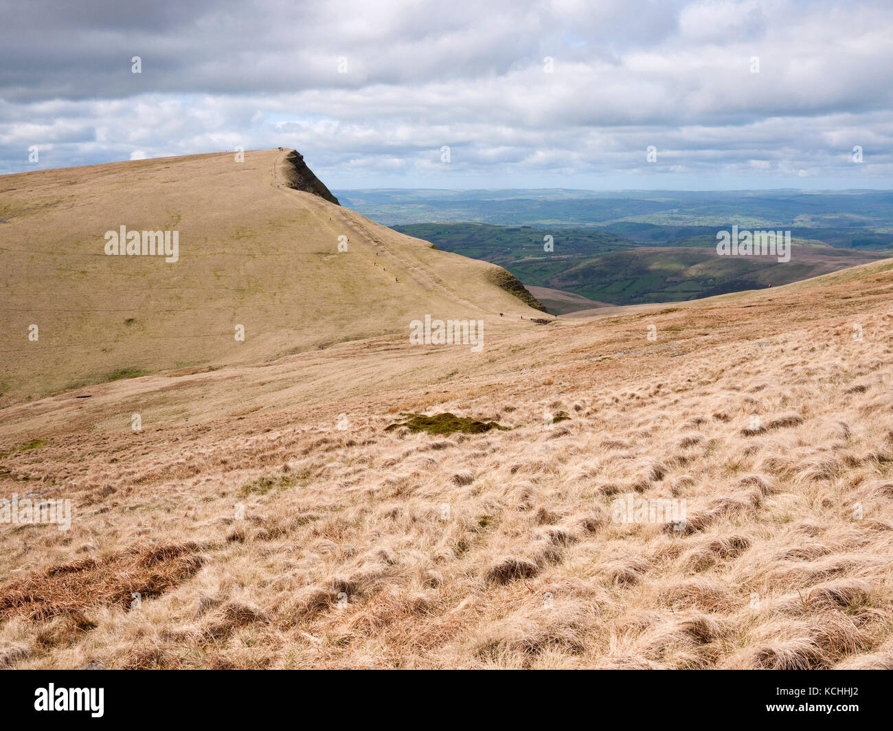 Il picco di Picws Du, parte dell'Bannau Sir Gaer, visto dalle pendici del Brycheiniog ventola, Montagna Nera, Parco Nazionale di Brecon Beacons Foto Stock