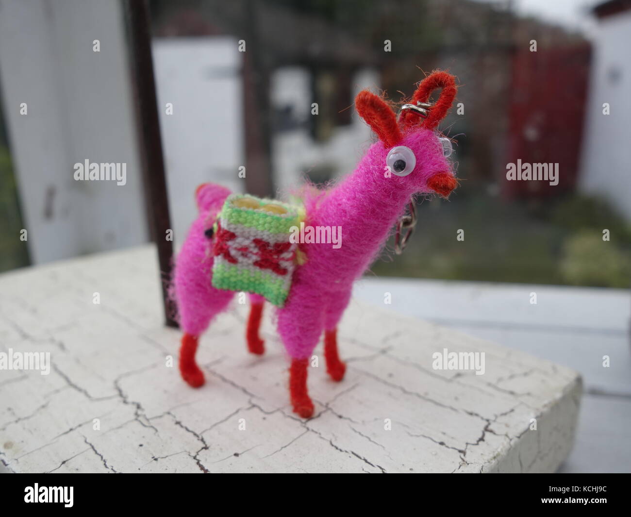 Un simpatico llama o alpaca keyring Foto Stock