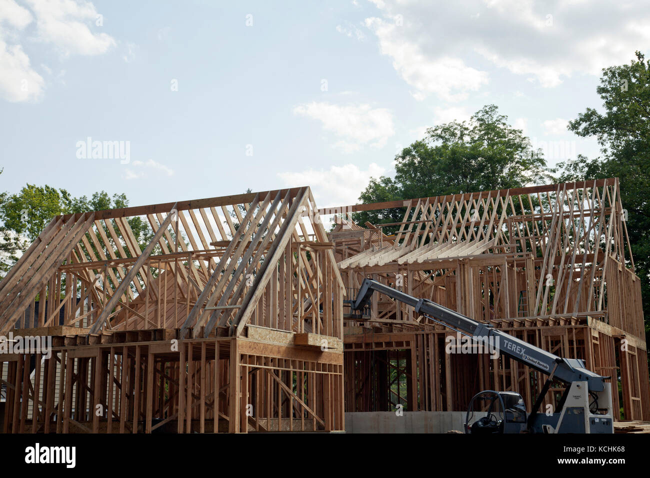 Costruzione di casa con struttura in legno sul fiume Rd in nuova speranza in Pennsylvania - USA Foto Stock