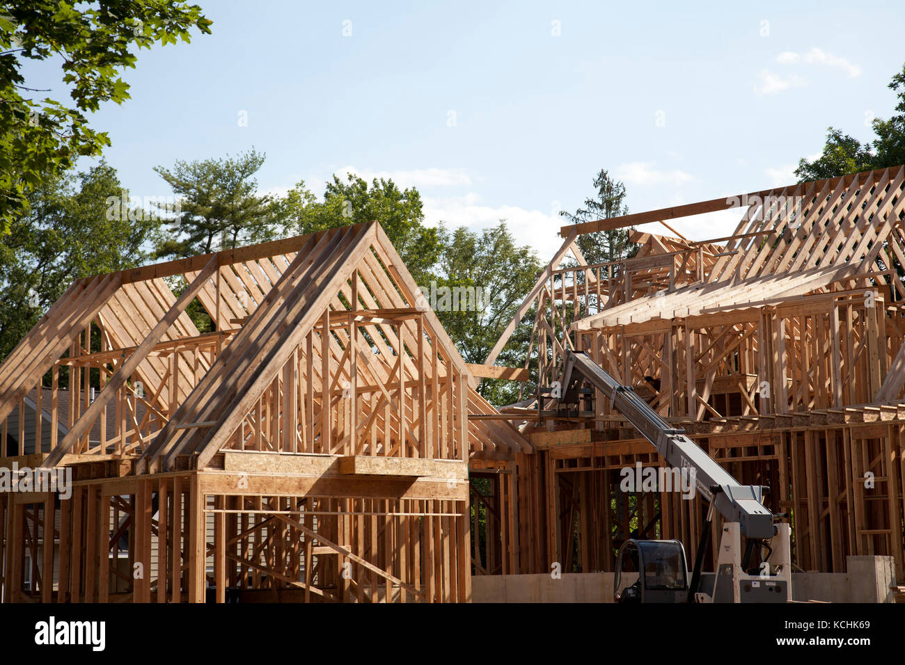 Costruzione di casa con struttura in legno sul fiume Rd in nuova speranza in Pennsylvania - USA Foto Stock