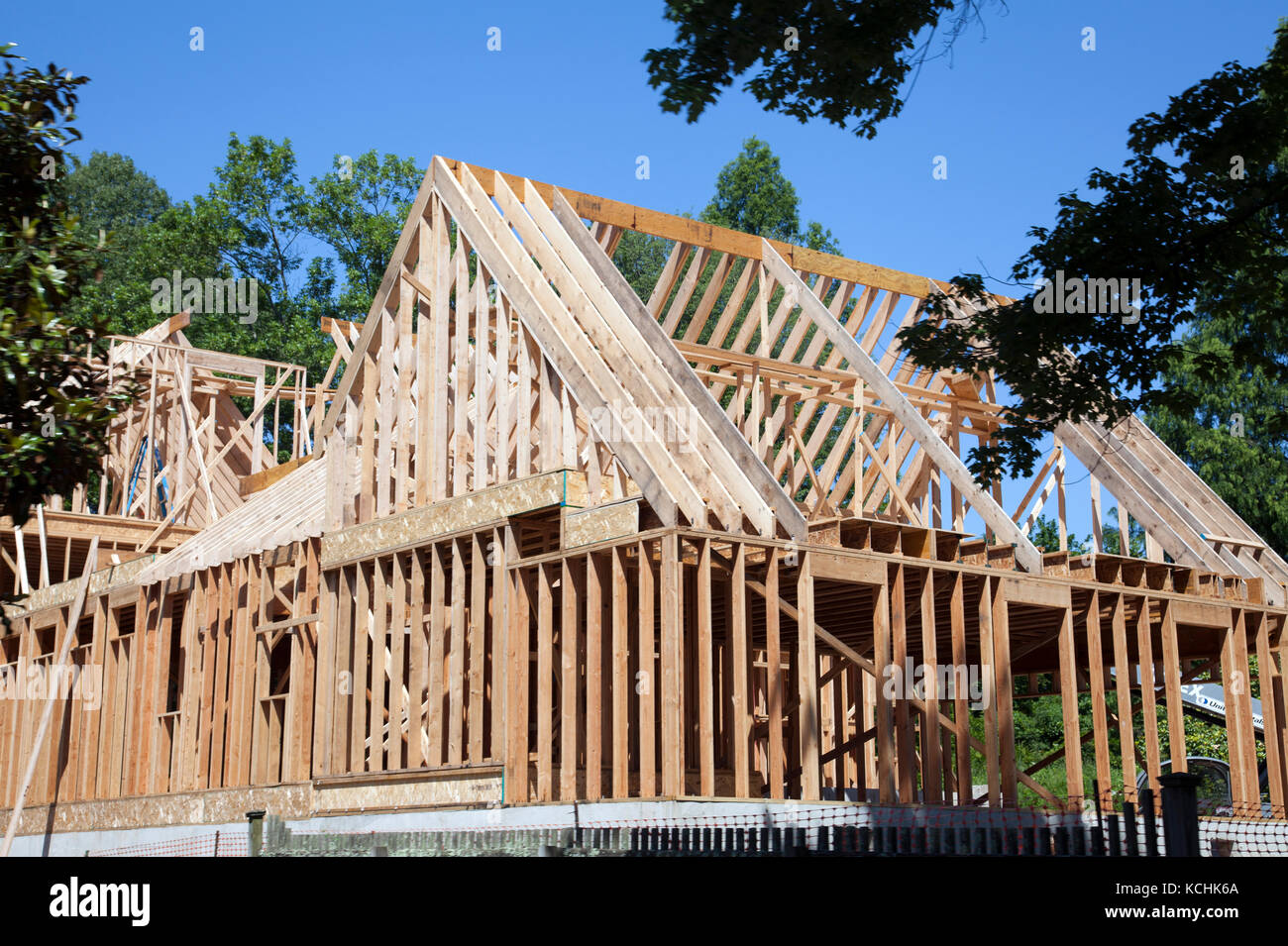 Costruzione di casa con struttura in legno sul fiume Rd in nuova speranza in Pennsylvania - USA Foto Stock