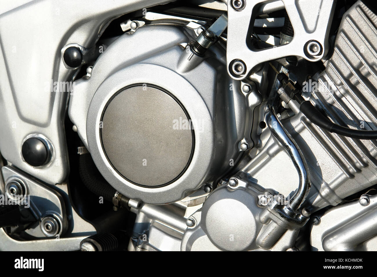 Vista dettagliata del classico motore in moto Foto Stock