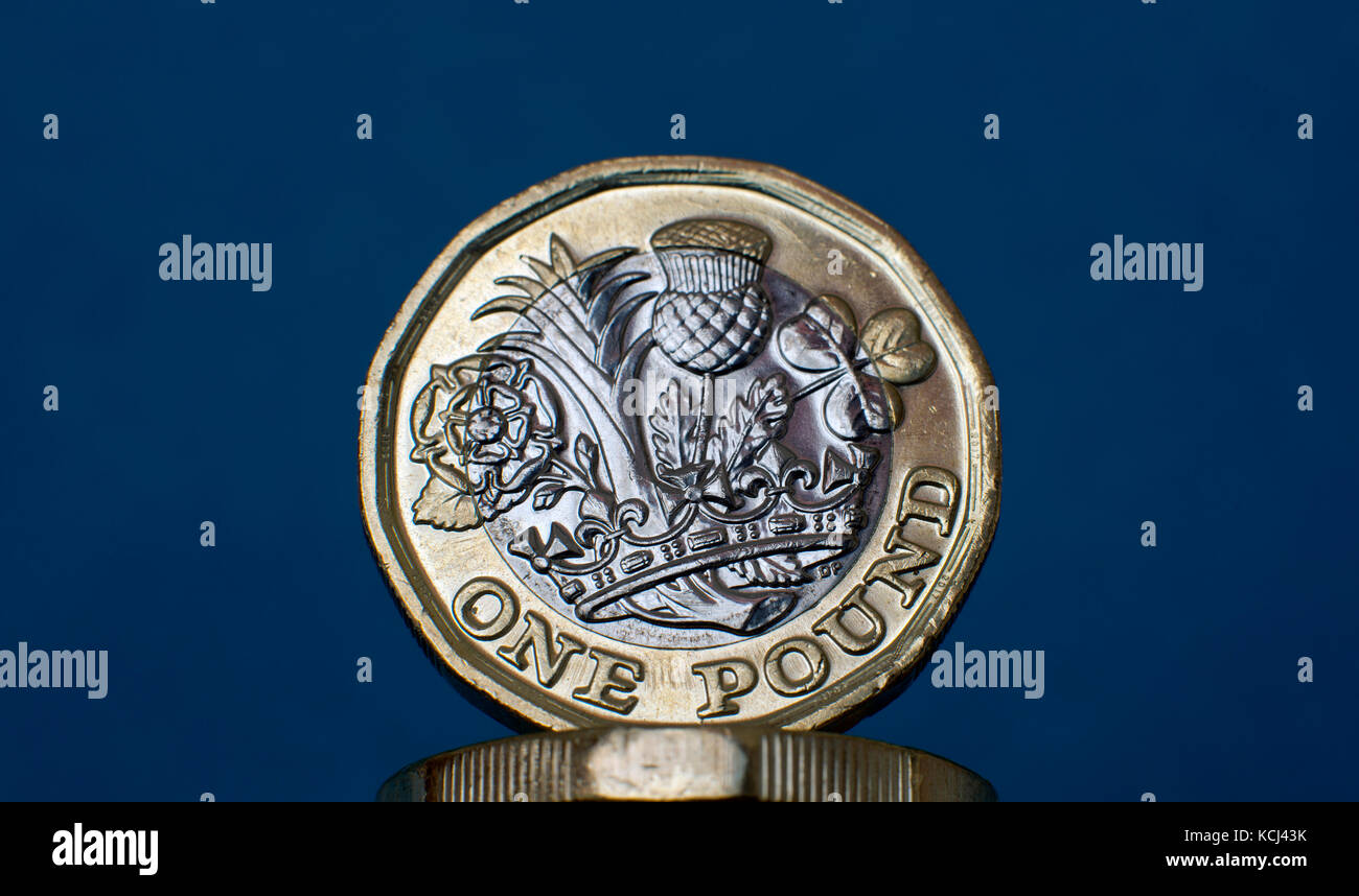 Moneta inglese nuova sterlina GBP Foto Stock