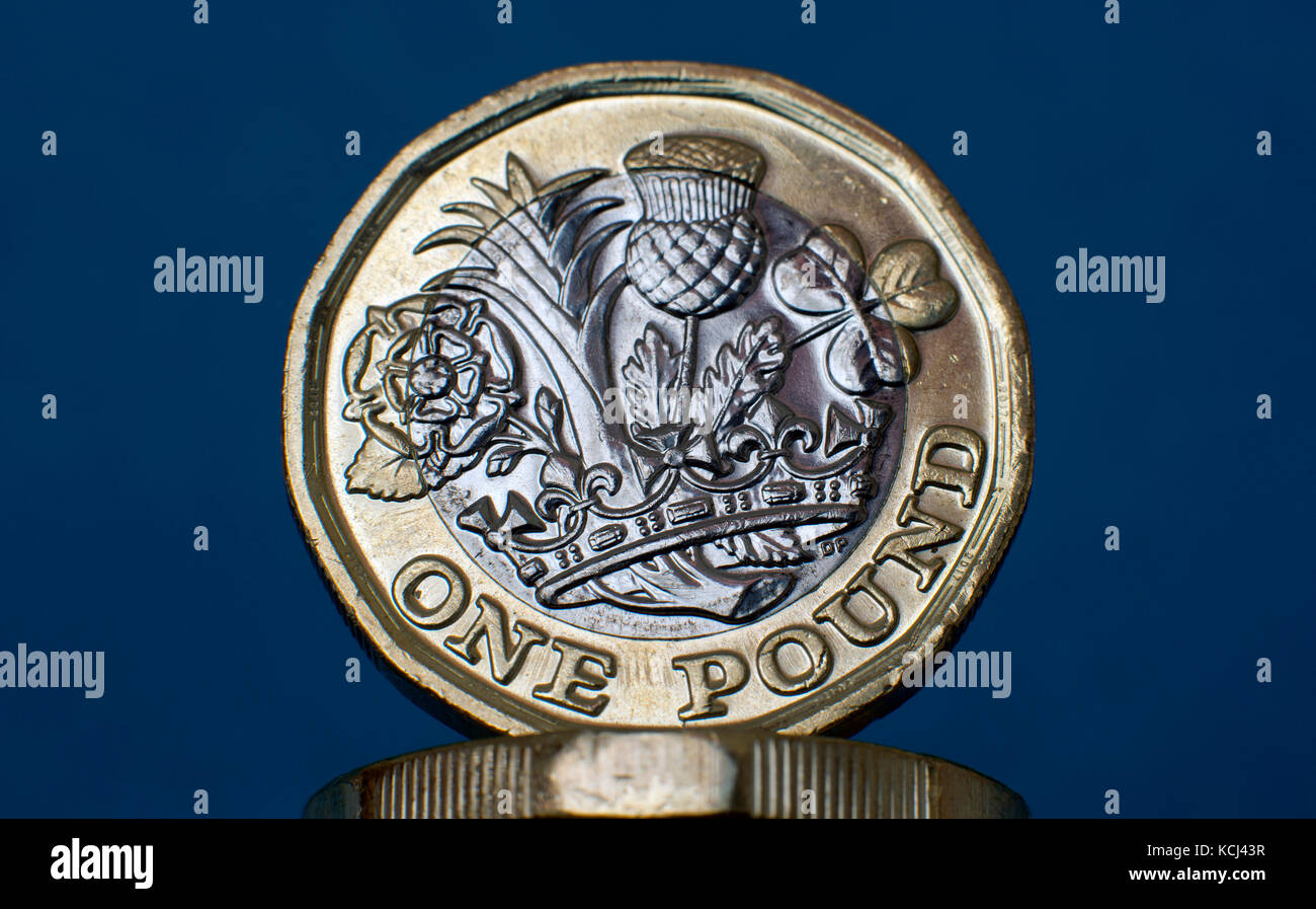 Moneta inglese nuova sterlina GBP Foto Stock