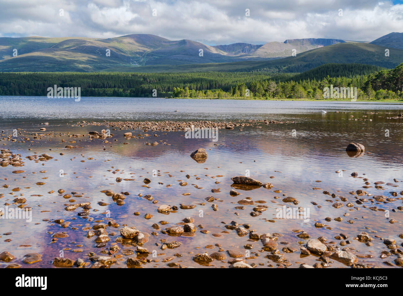 Cairngorms da Loch Morlich,, Aviemore Highland, Scotland, Regno Unito Foto Stock