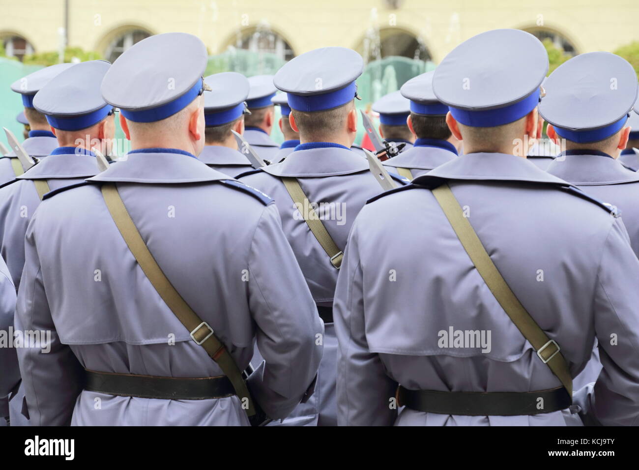 Polacco degli ufficiali di polizia in blu uniformi su una sfilata Foto Stock