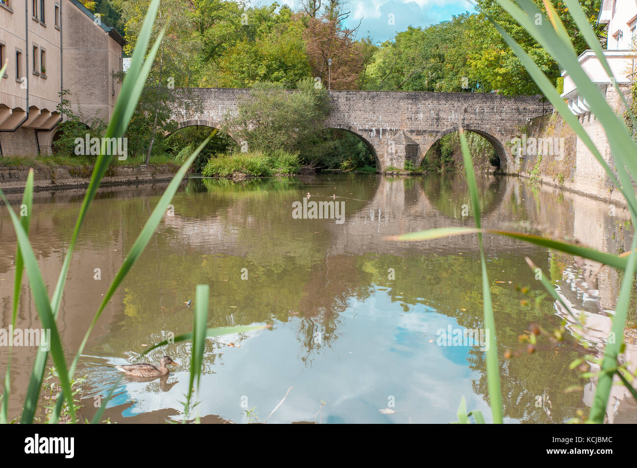 Ri̇ver della vecchia città di Lussemburgo, Lussemburgo Foto Stock