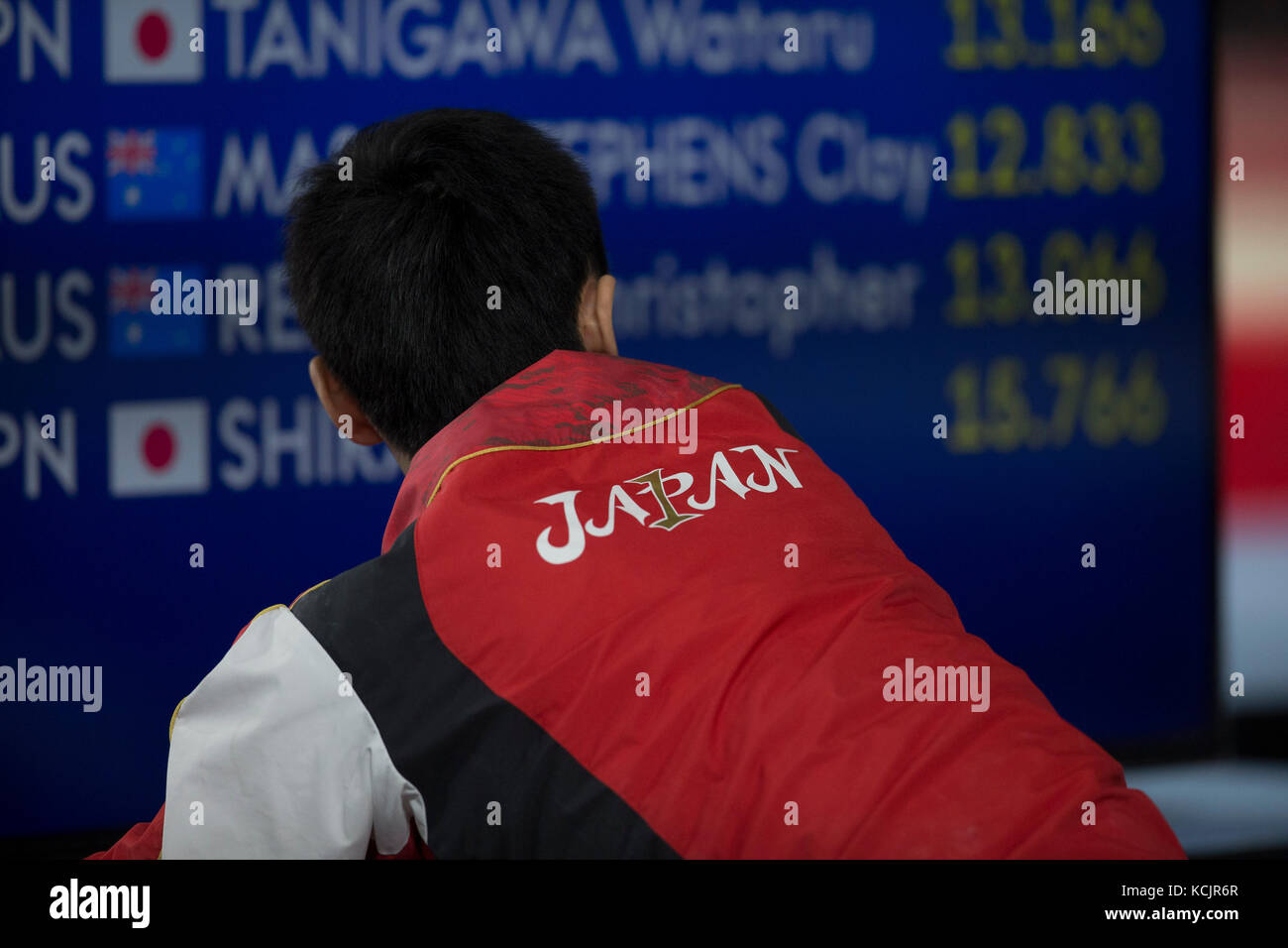 Montreal, Canada. 2 Ottobre, 2017. Ginnasta Kenzo Shirai (JPN) compete durante le qualifiche a 47th figura di Ginnastica Artistica Campionati del Mondo allo stadio Olimpico di Montreal, Canada. Melissa J. Perenson/CSM/Alamy Live News Foto Stock