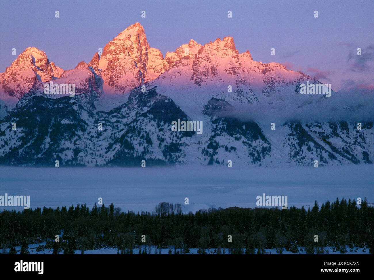 Stati Uniti d'America. Il Wyoming. Parco Nazionale di Grand Teton. Montagne nel tardo pomeriggio. Foto Stock