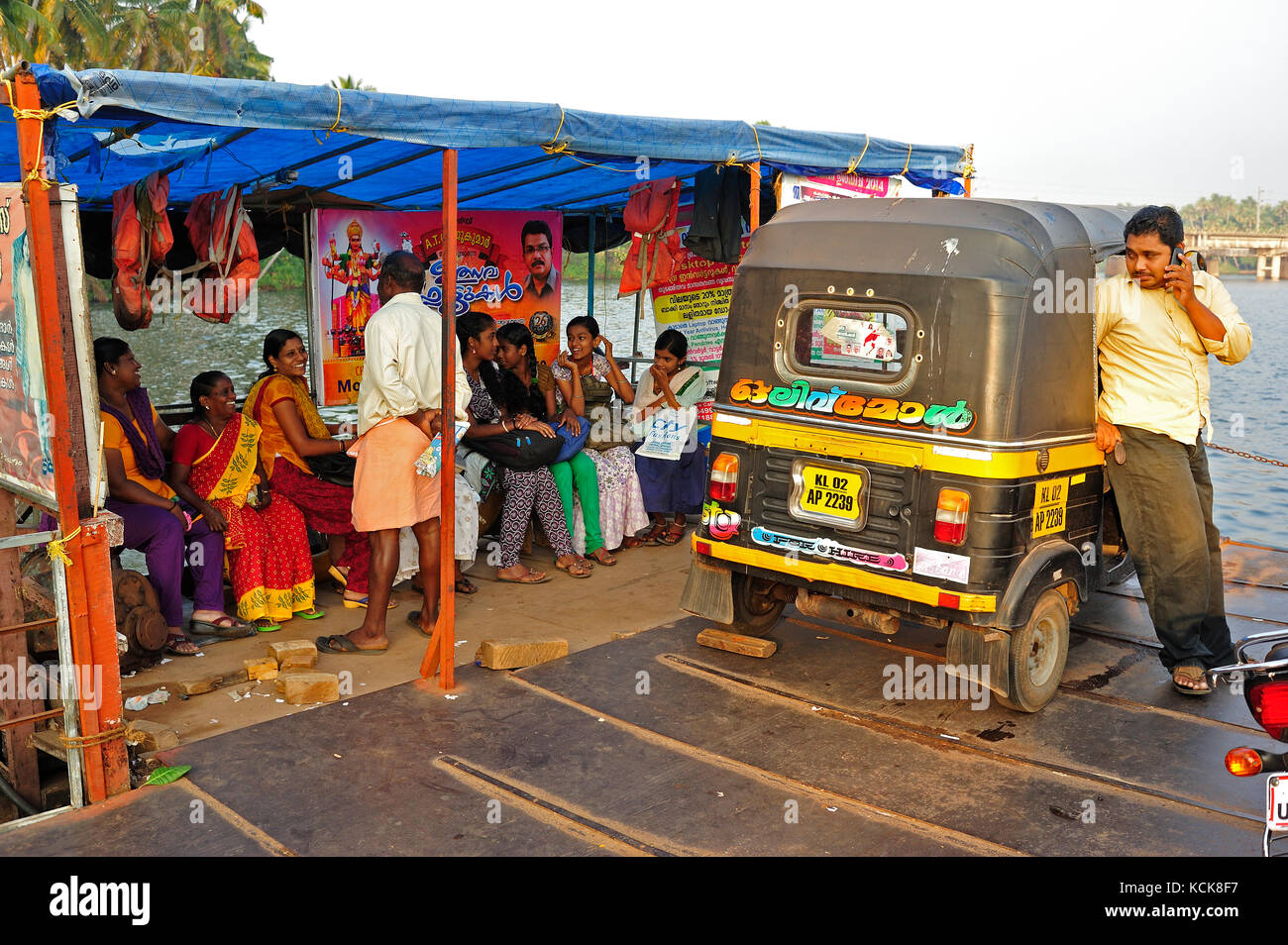 Monroe Island Ferry vicino Quilon, Kerala, India Foto Stock